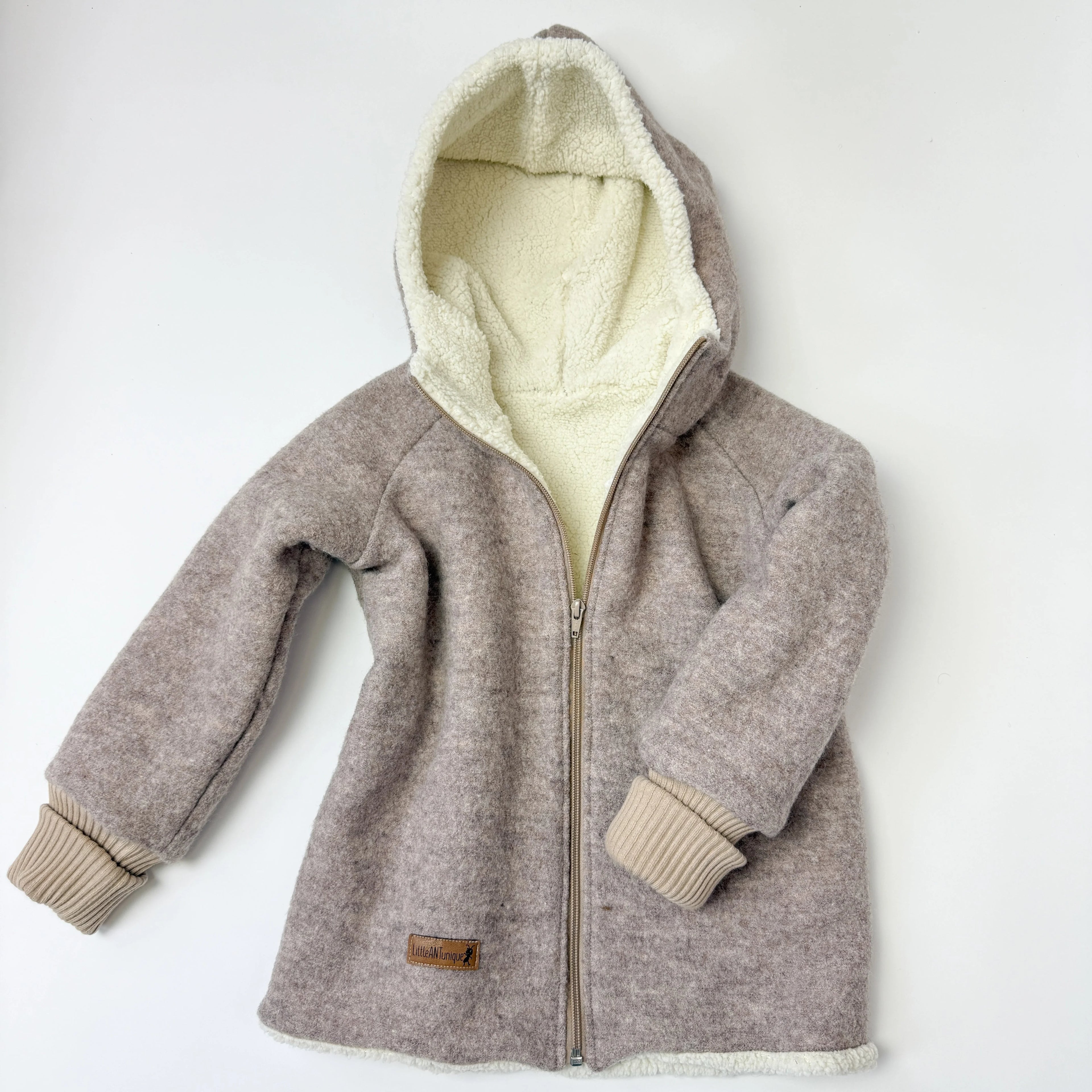 Walkjacke, Wintermantel beige / innen mit Teddystoff I Reißverschluss