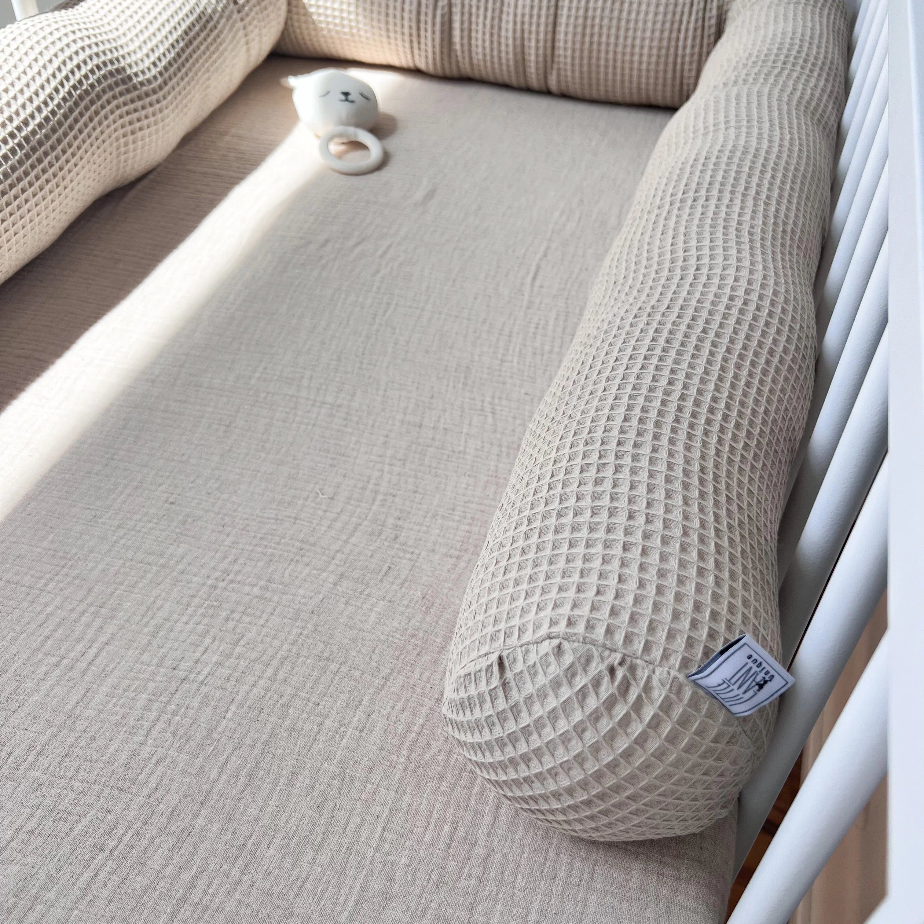 Bettschlange, Wickeltischumrandung Waffelpiqué beige