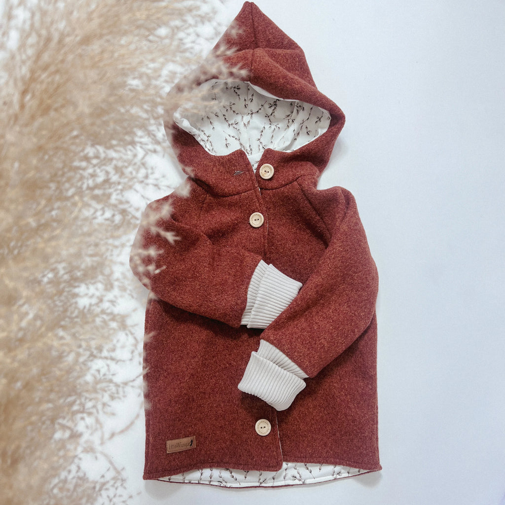 Walkjacke, Wintermantel in rost/ innen Regenbogen oder Weidenzweig