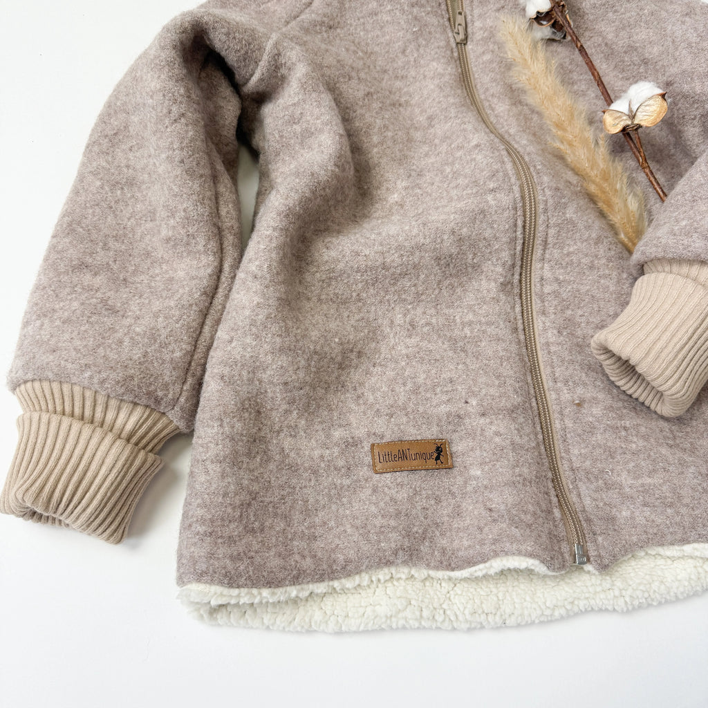 Walkjacke, Wintermantel beige / innen mit Teddystoff I Reißverschluss