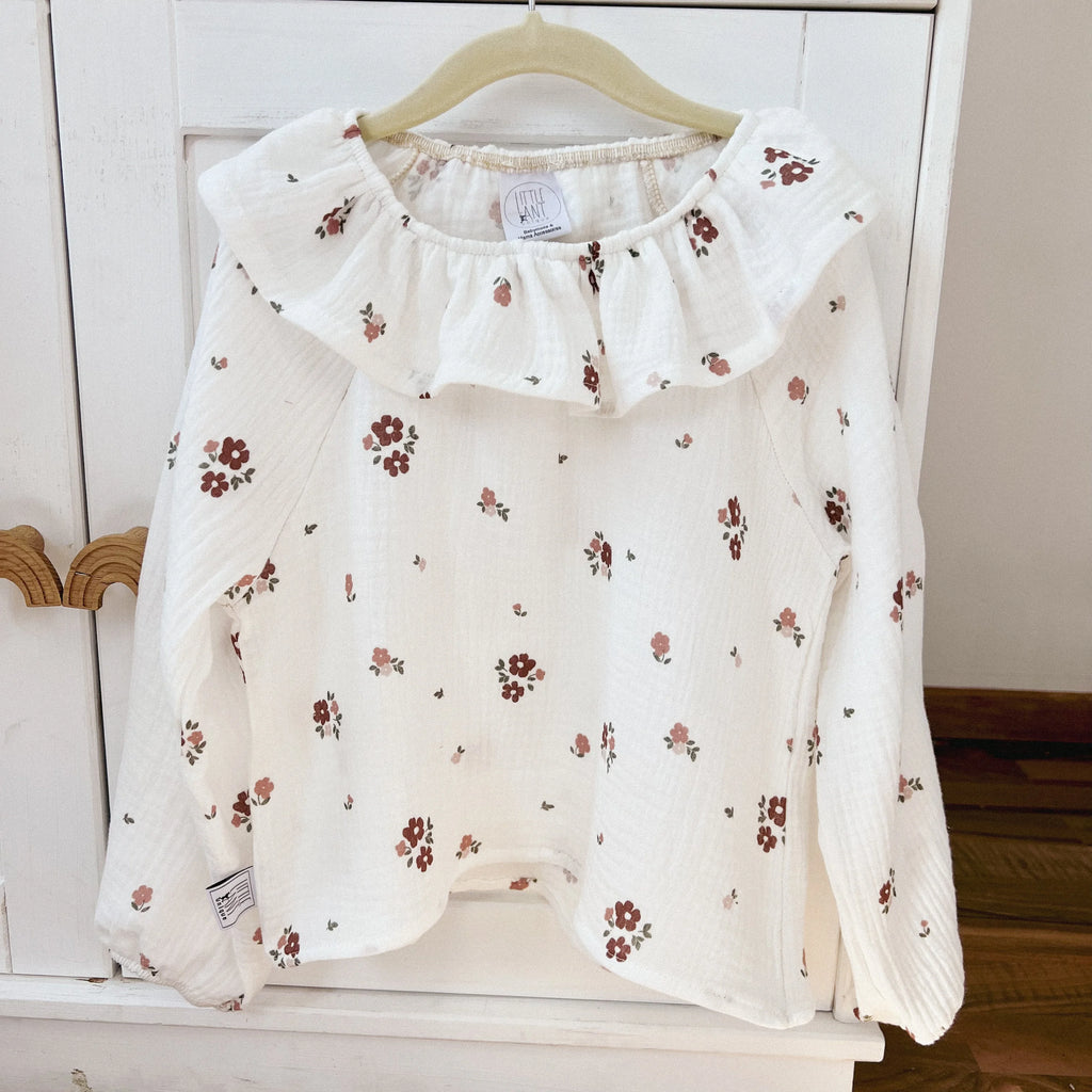 Bluse Baumwoll-Musselin Blüten rosa