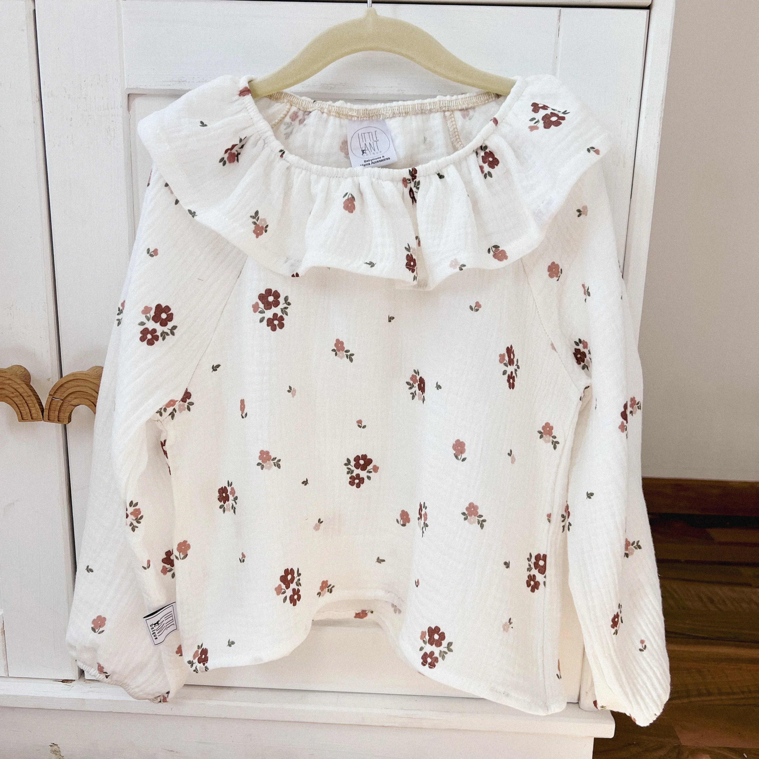 Bluse Baumwoll-Musselin Blüten rosa