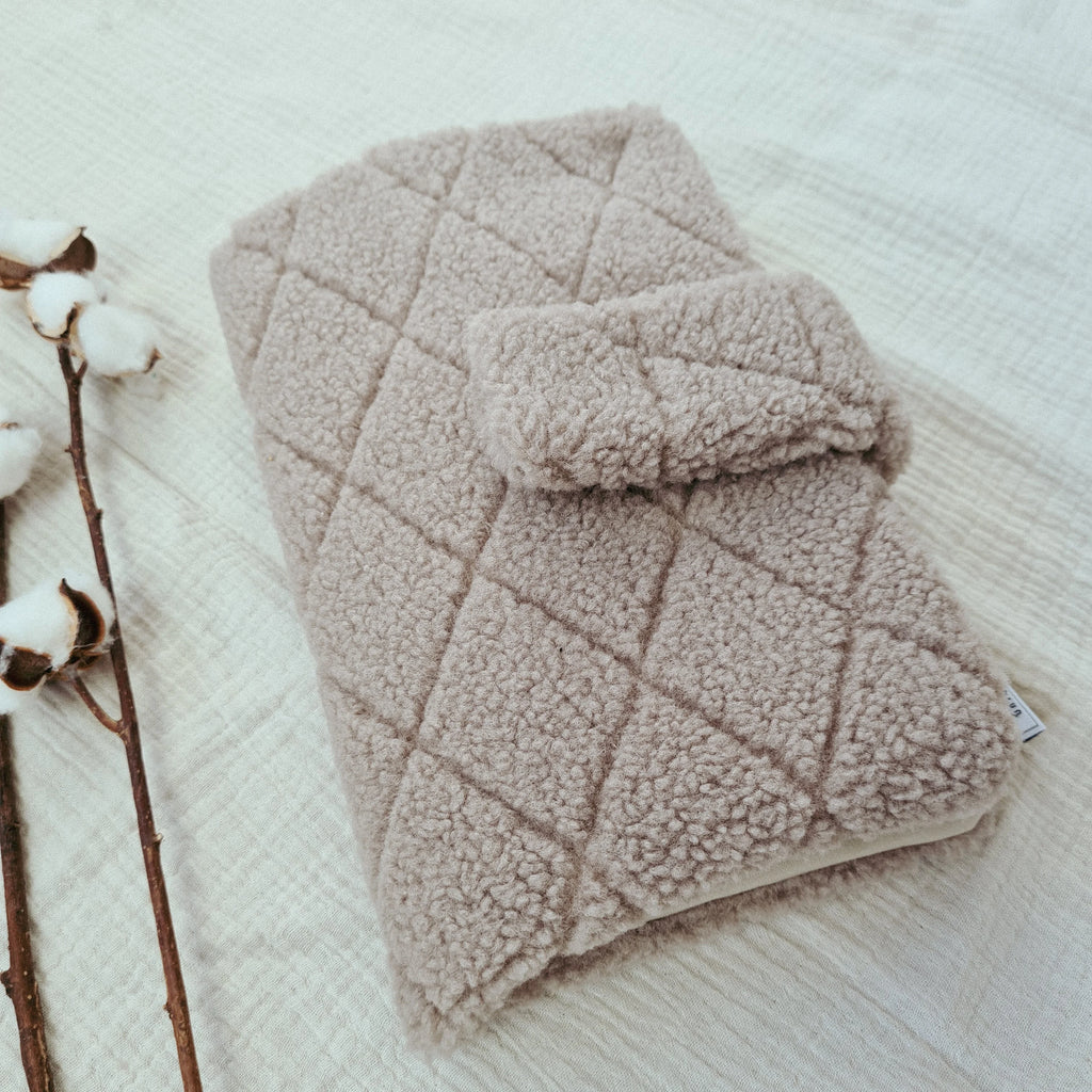 Windeltasche Teddyfell creme rauten
