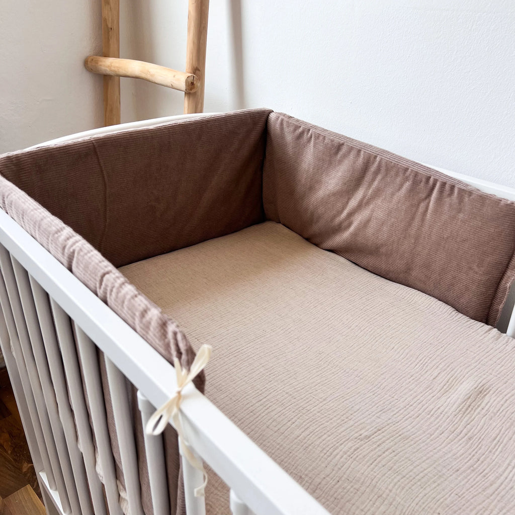 BABYBETTUMRANDUNG CORD TAUPE