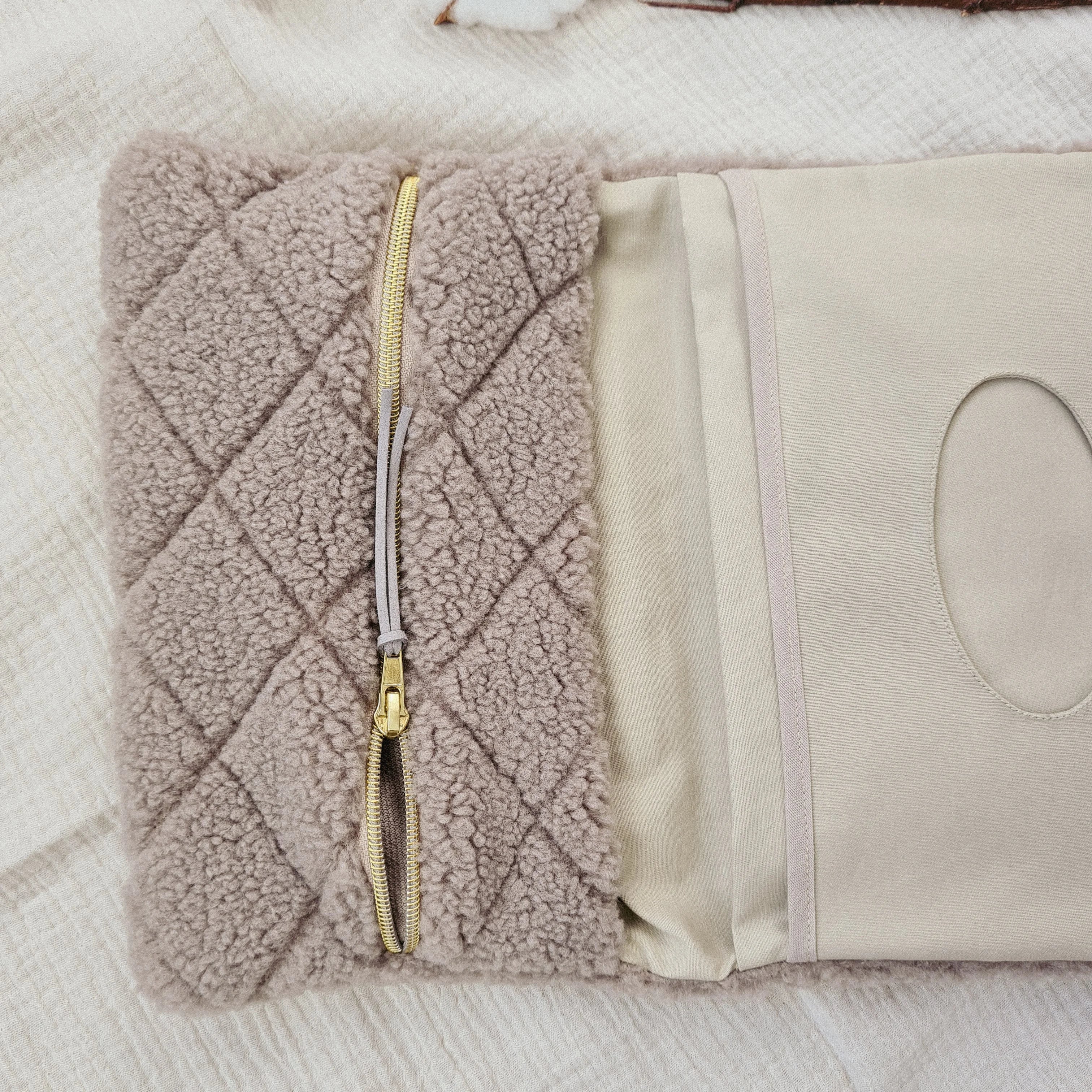 Wickeltasche Windeltasche Teddyfell beige rauten