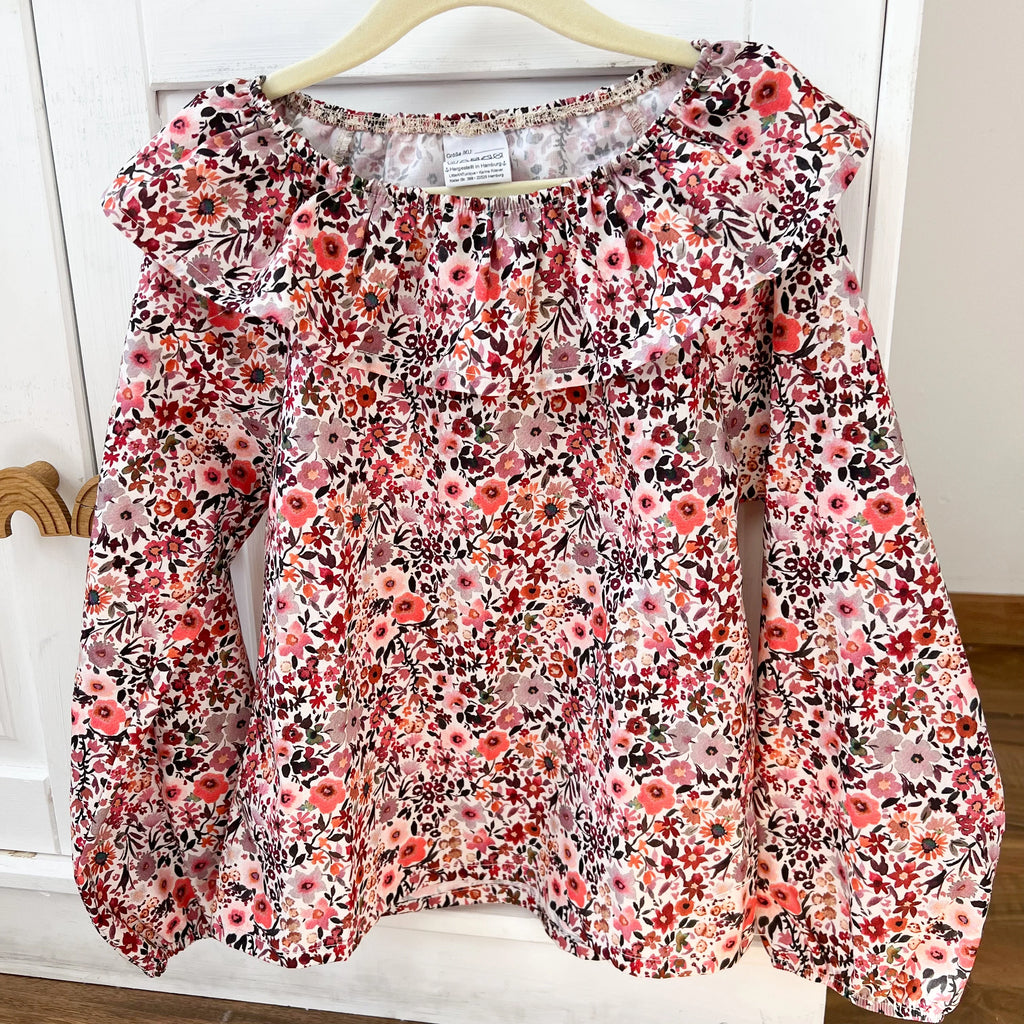 Bluse 100% Baumwolle Flowers coral