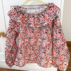 Bluse 100% Baumwolle Flowers coral