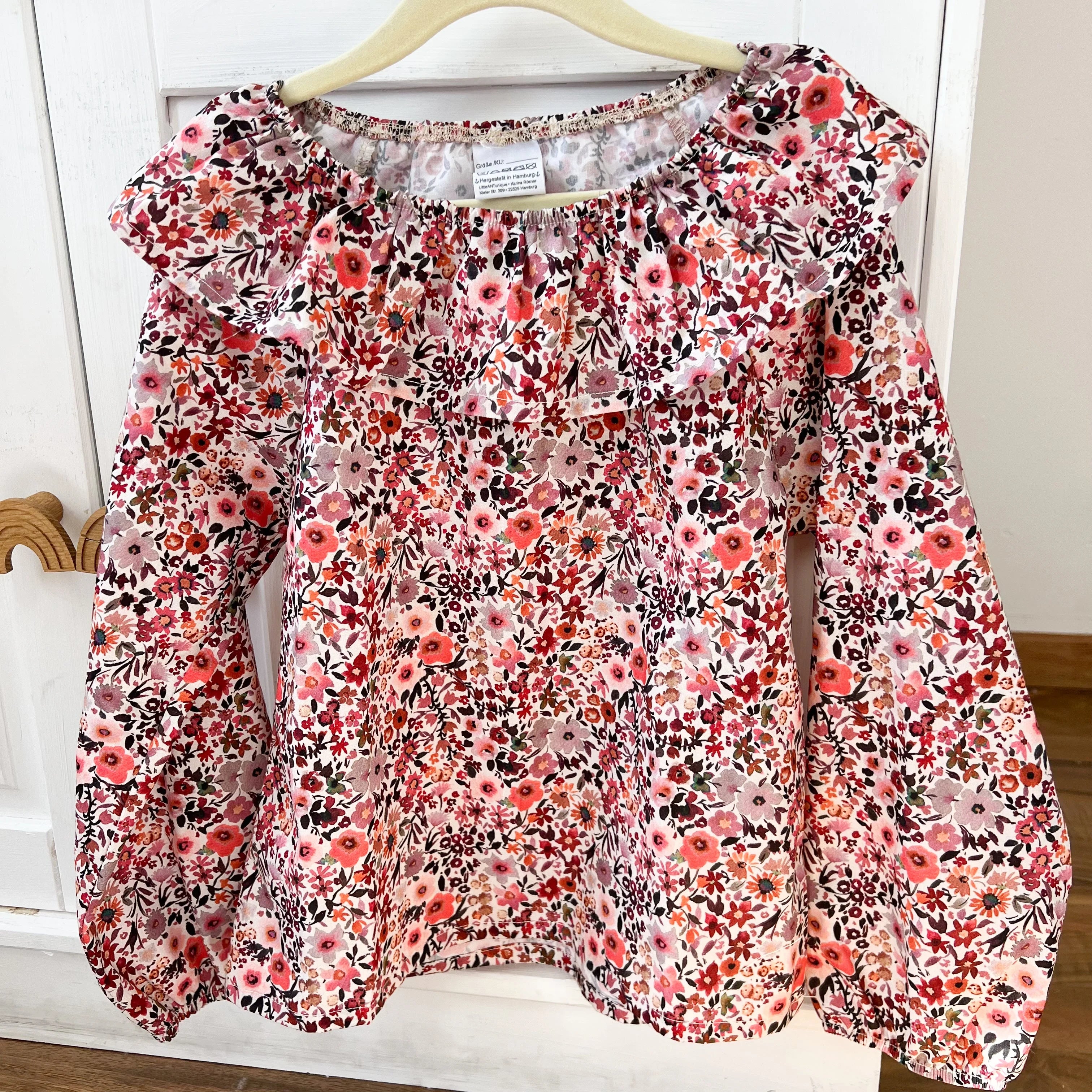 Bluse 100% Baumwolle Flowers coral