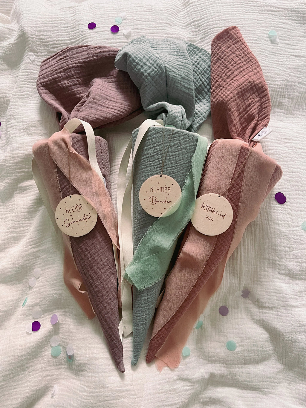 GESCHWISTERTÜTE / KITA TÜTE MUSSELIN MAUVE