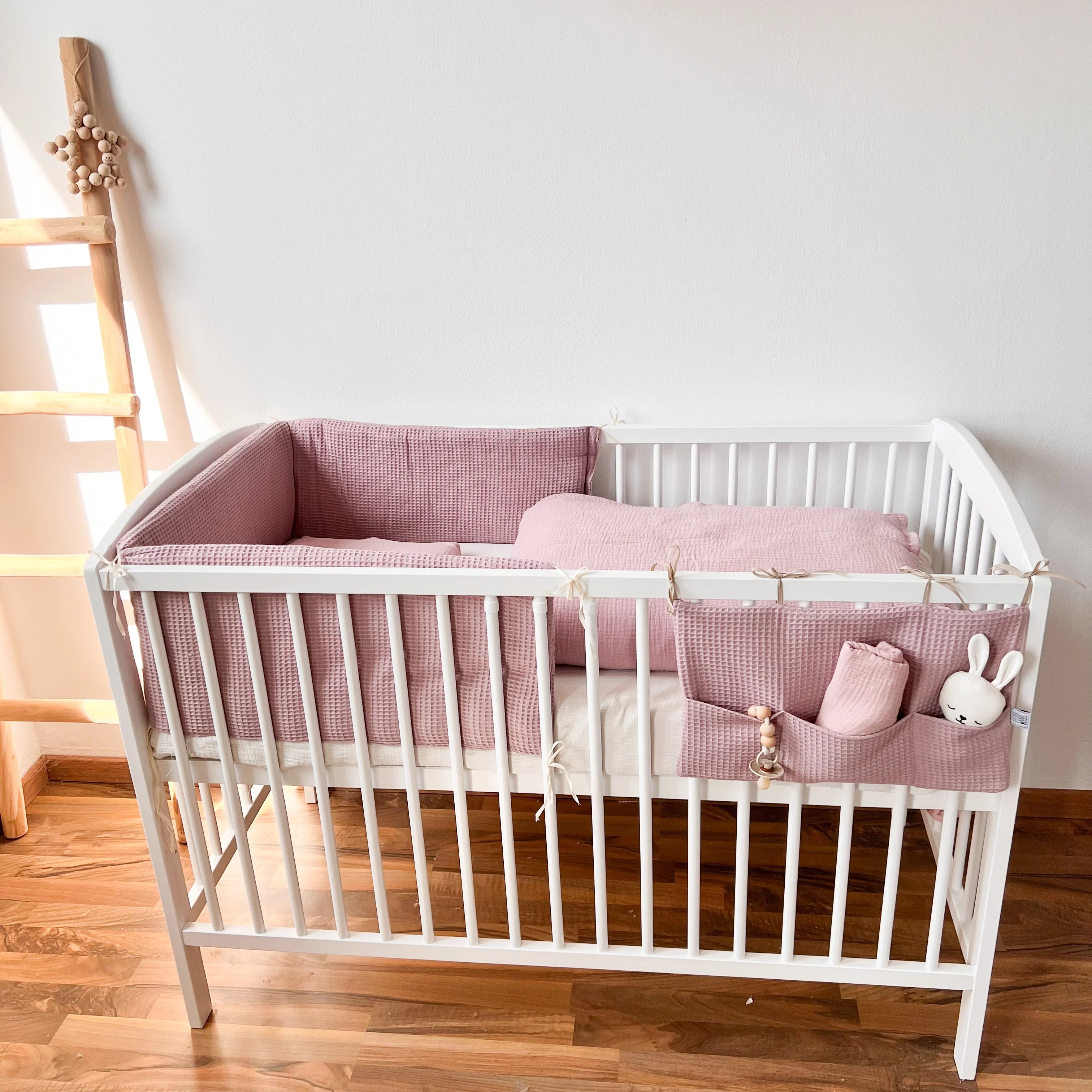 BABYBETTUMRANDUNG WAFFELPIQUE ROSA