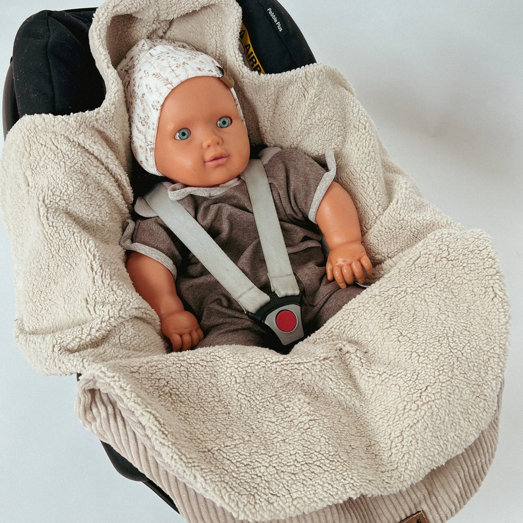 Einschlagdecke Cord/Teddy beige