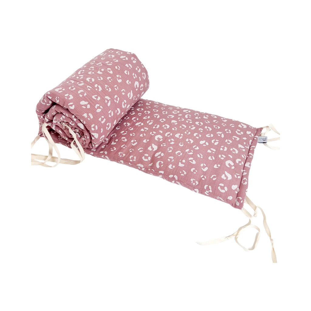 BABYBETTUMRANDUNG MUSSELIN ROSA LEO