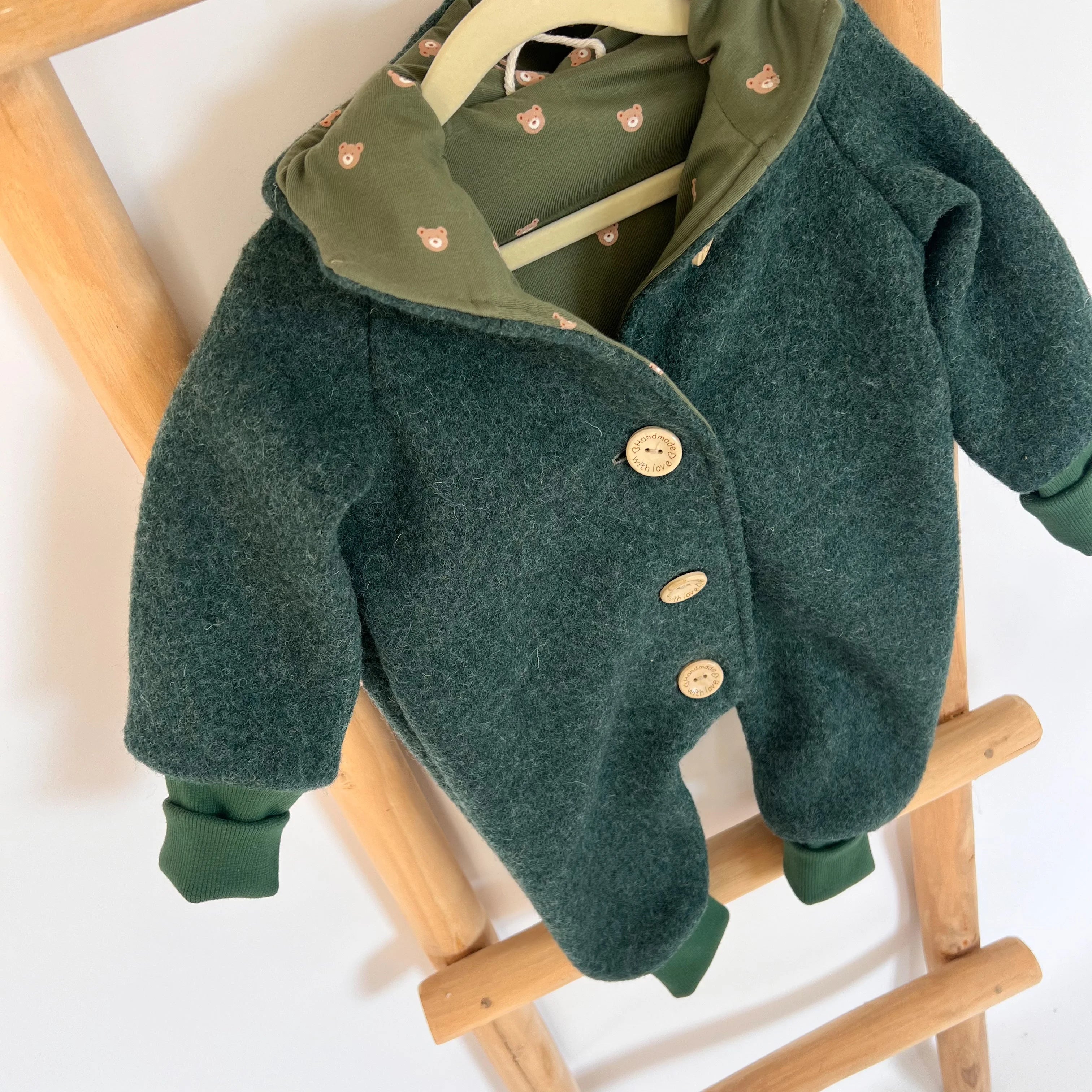 Walkoverall, Winteroverall Grün/Bärchen