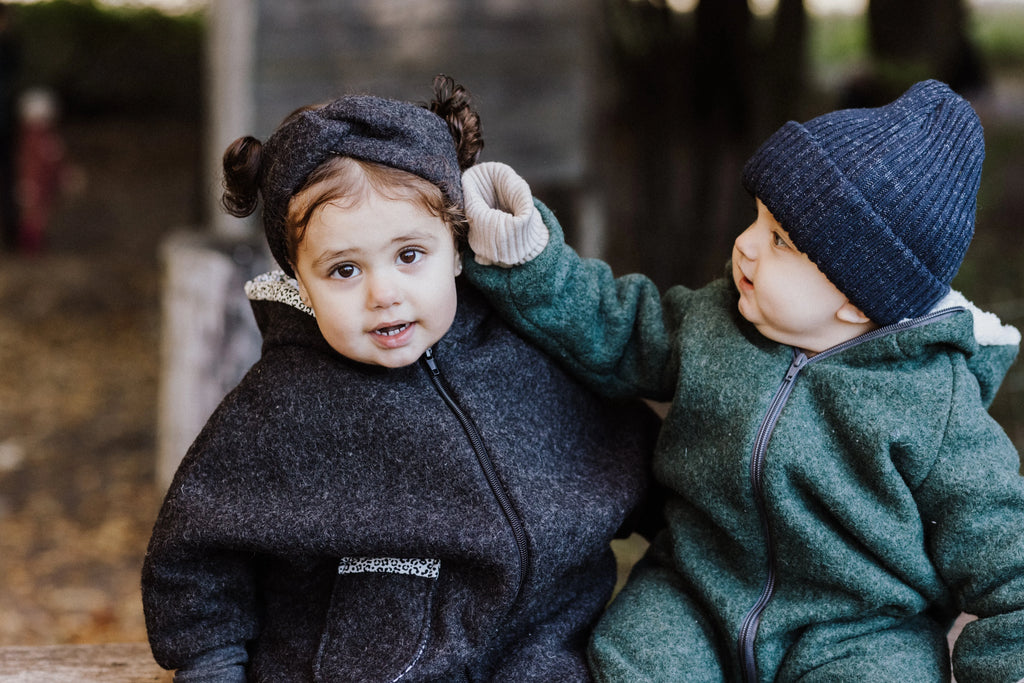 Walkoverall, Winteroverall in grün mit Teddystoff gefüttert