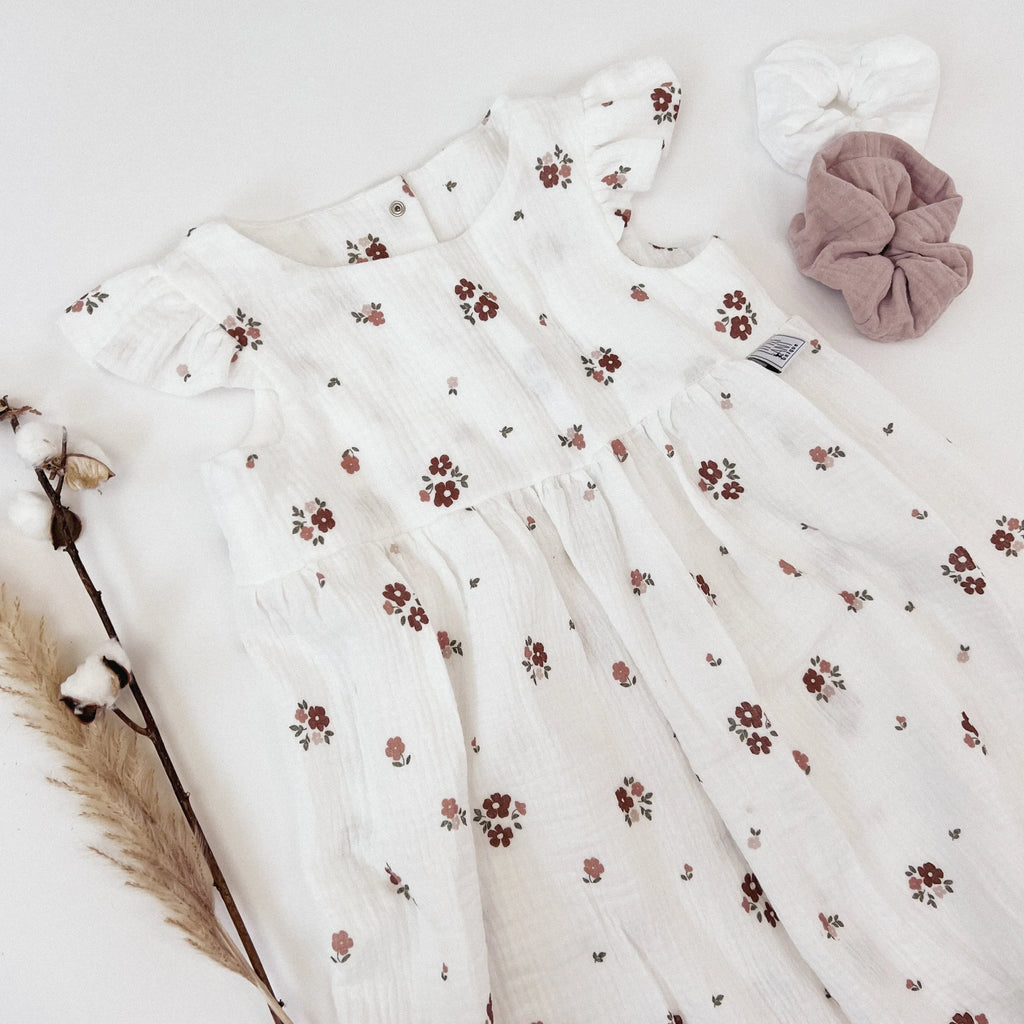 Kleid Baumwoll-Musselin rosa Blüte