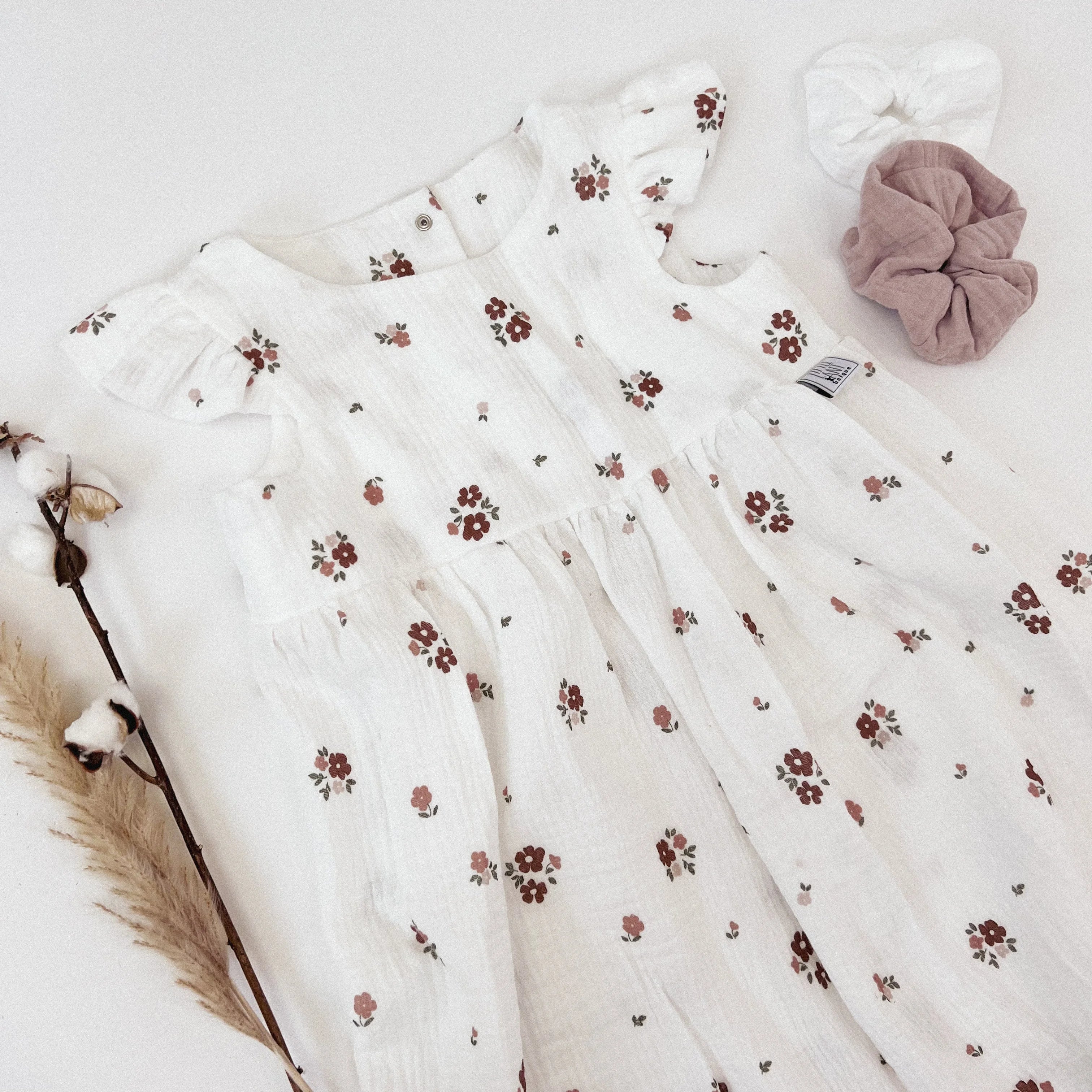 Kleid Baumwoll-Musselin rosa Blüte