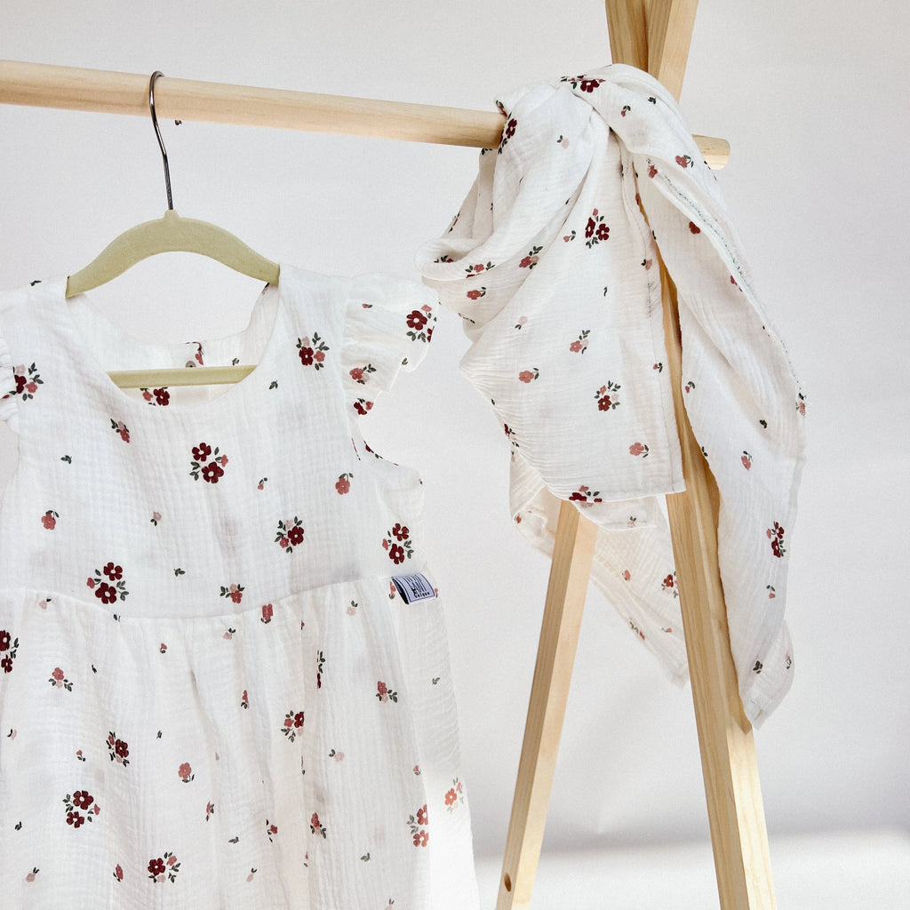 Kleid Baumwoll-Musselin rosa Blüte