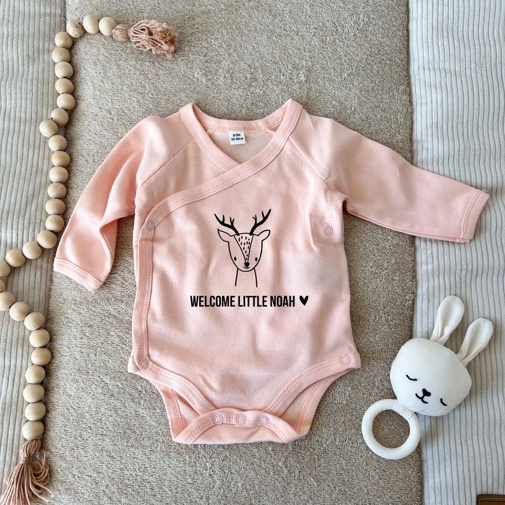 Babybody "Reh Welcome little" aus Biobaumwolle mit Wunschnamen