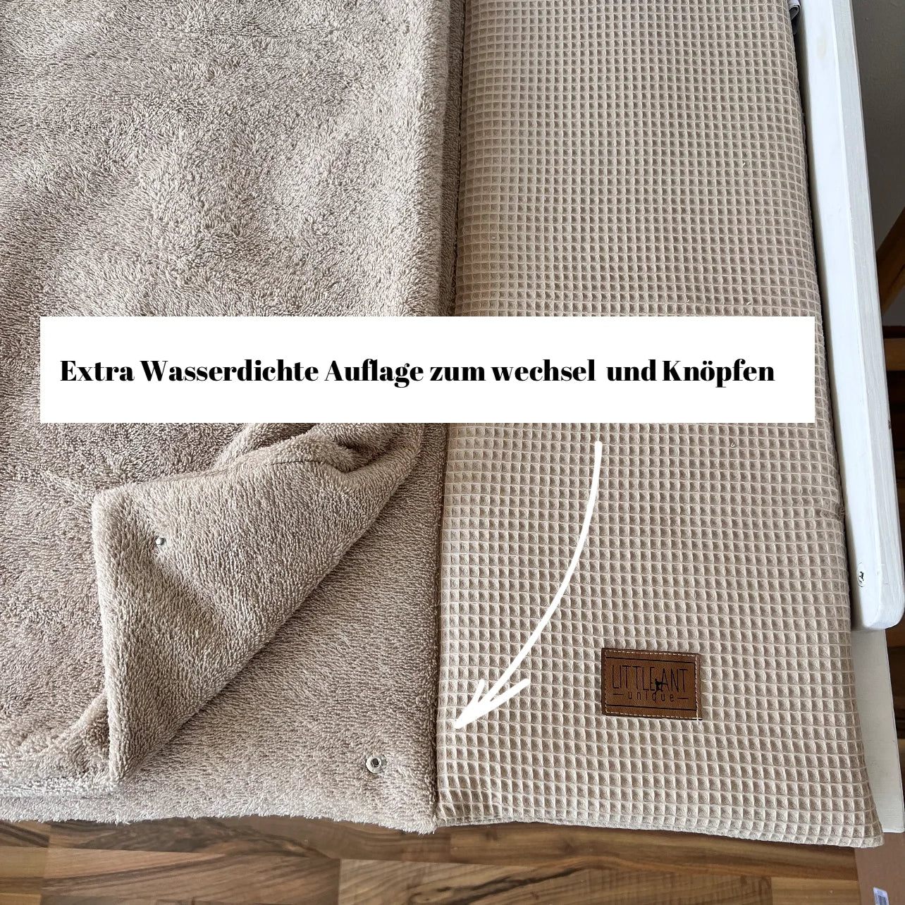 WICKELTISCHAUFLAGE WAFFELPIQUE BEIGE