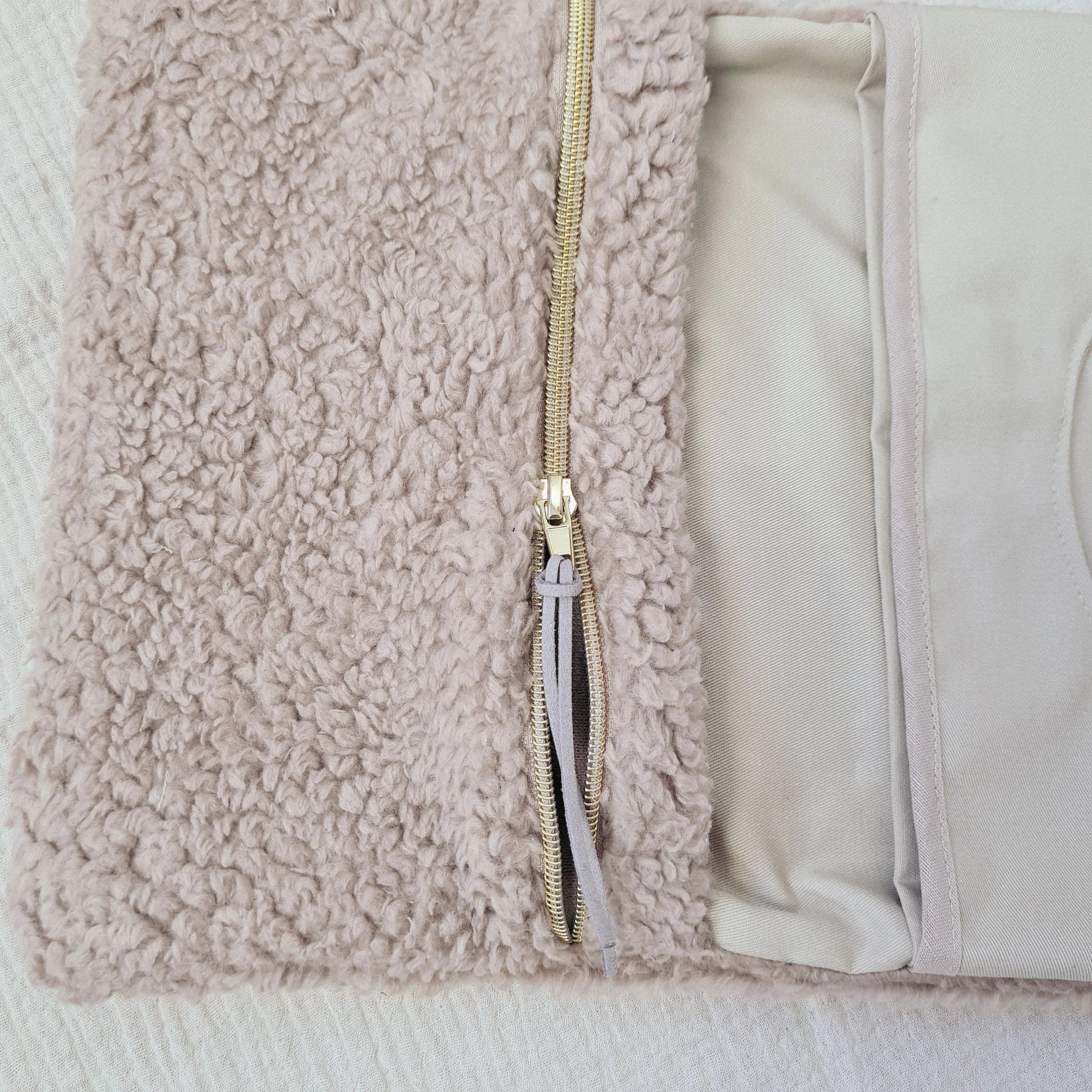 Wickeltasche Windeltasche Teddyfell beige