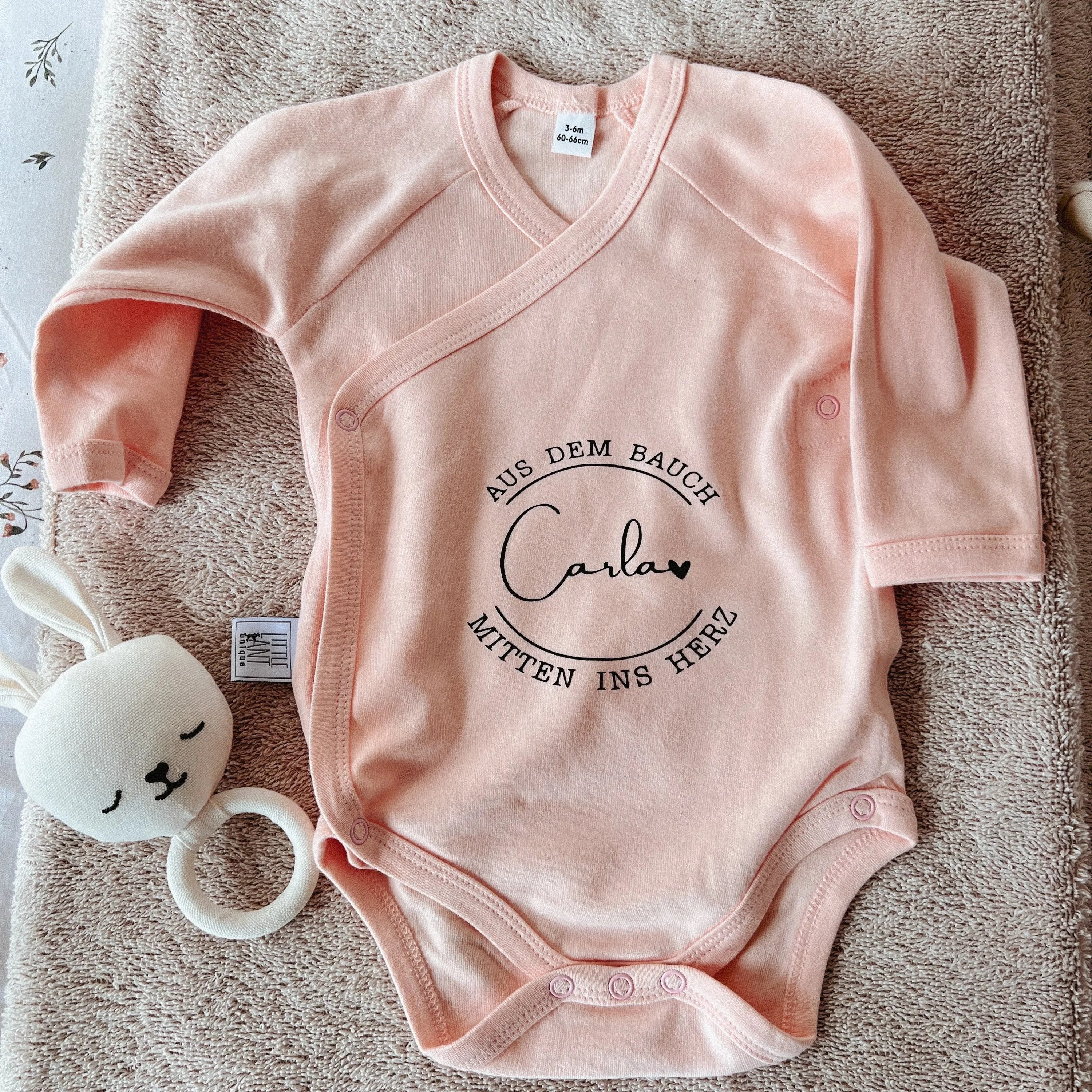 Babybody "mitten ins Herz" aus Biobaumwolle mit Wunschnamen