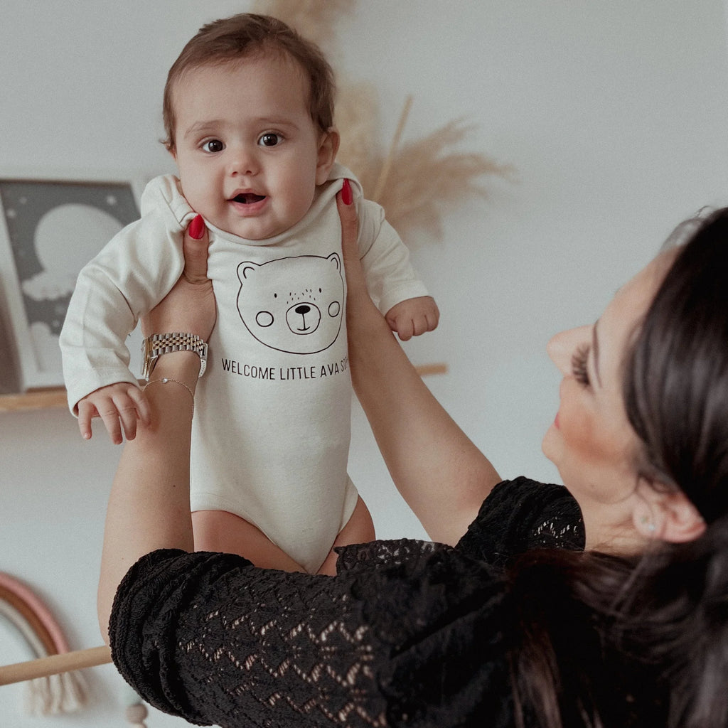 Babybody Bärchen aus Biobaumwolle mit Wunschnamen