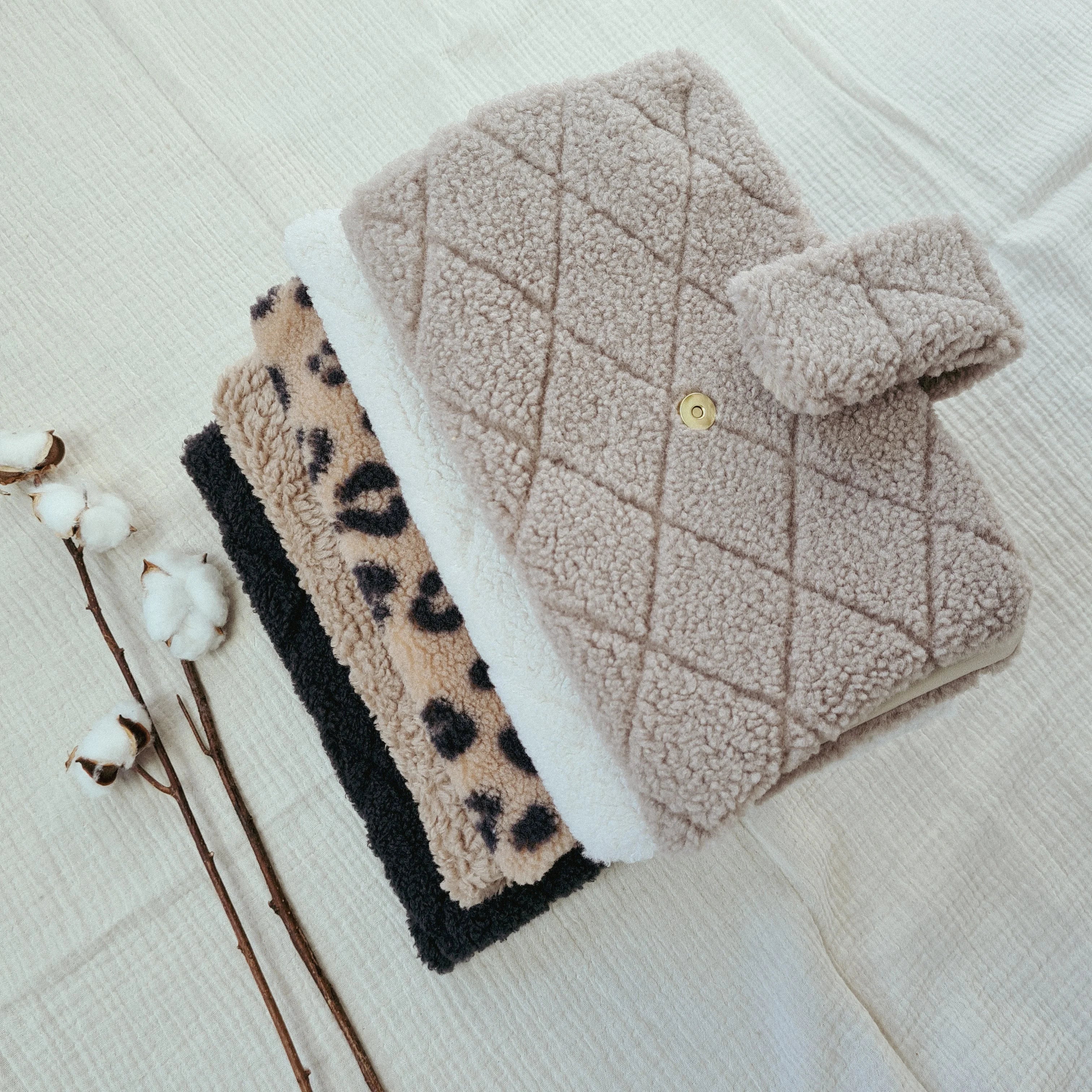 Wickeltasche Windeltasche Teddyfell beige rauten