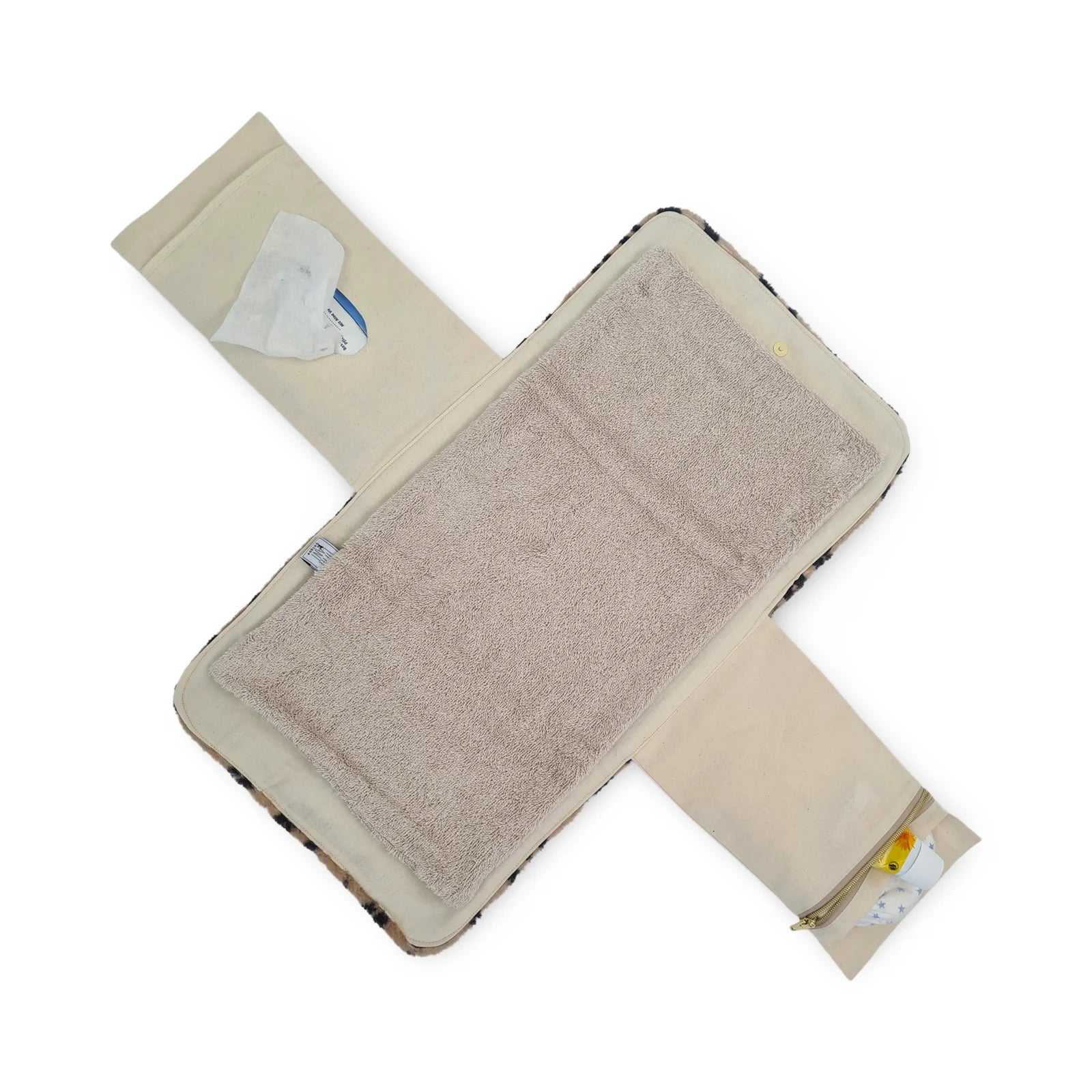 Wickelunterlage & Windeltasche 2in1 für unterwegs I Cord beige