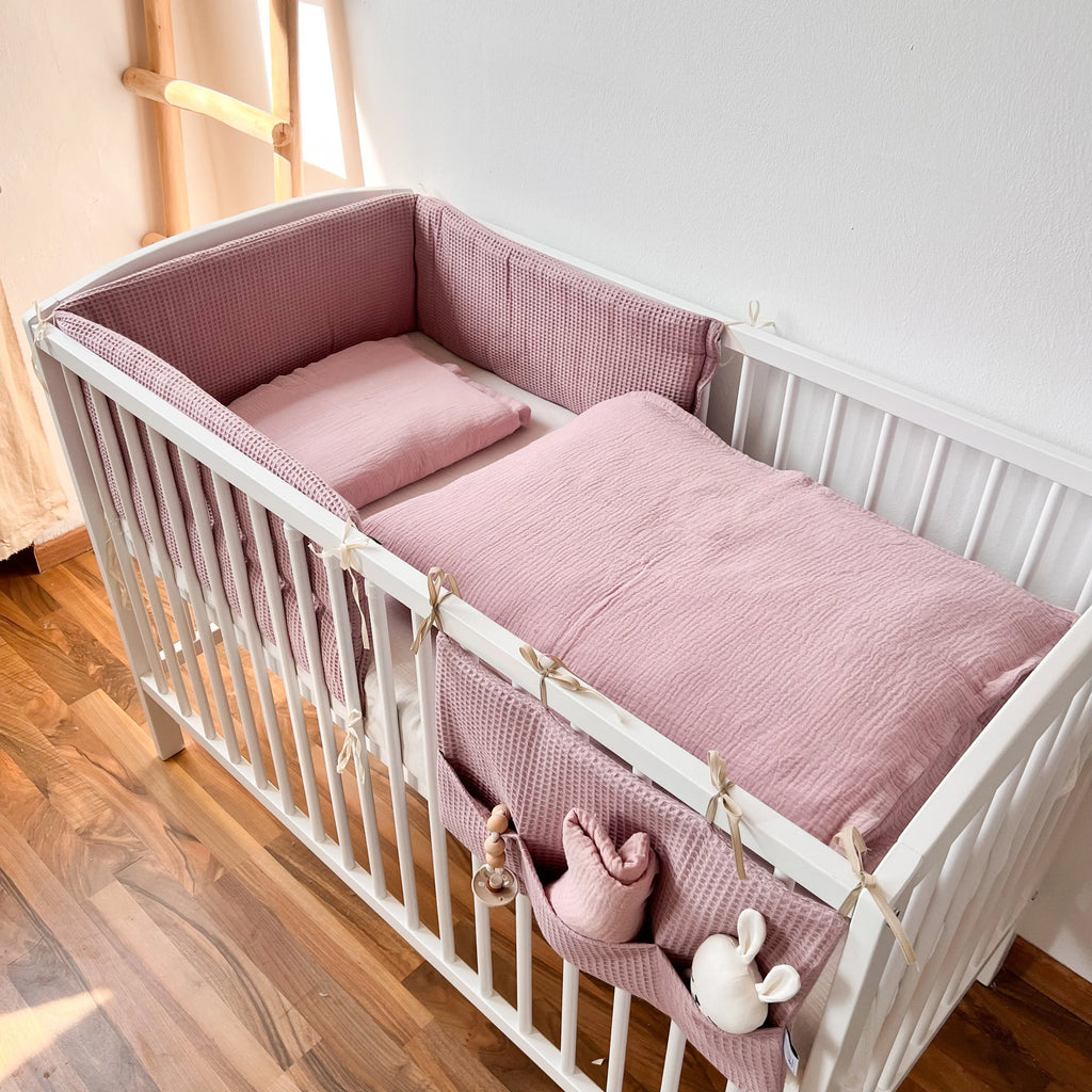 BABYBETTUMRANDUNG WAFFELPIQUE ROSA