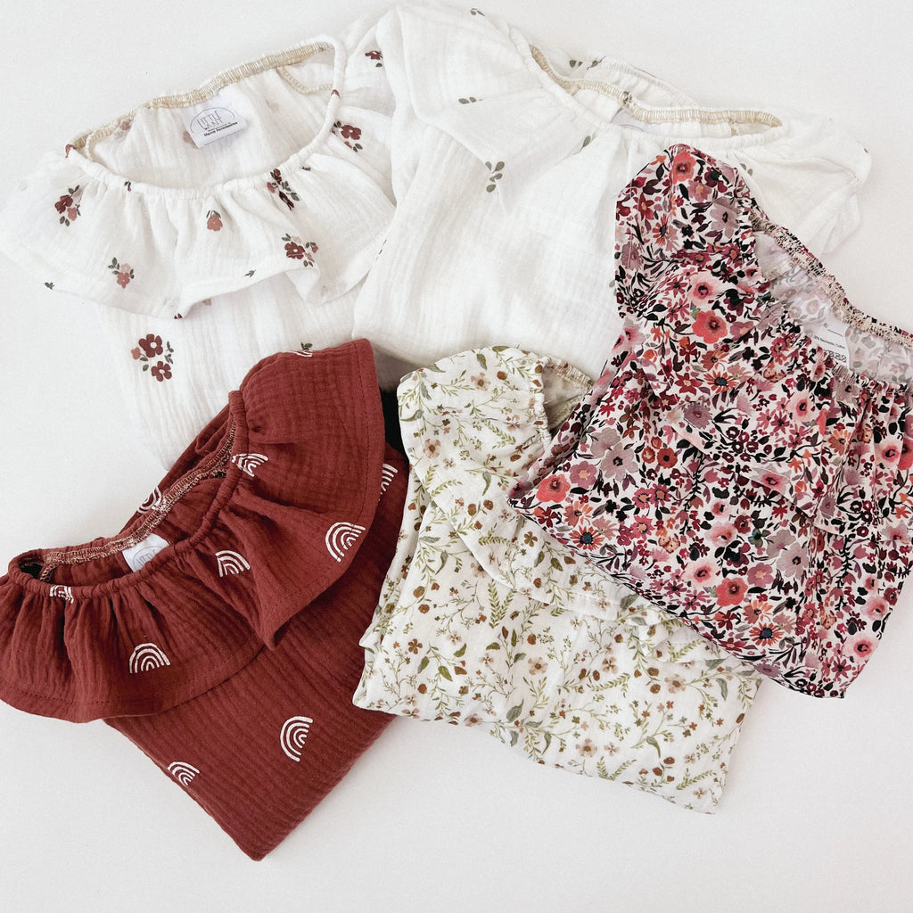Bluse 100% Baumwolle Flowers coral