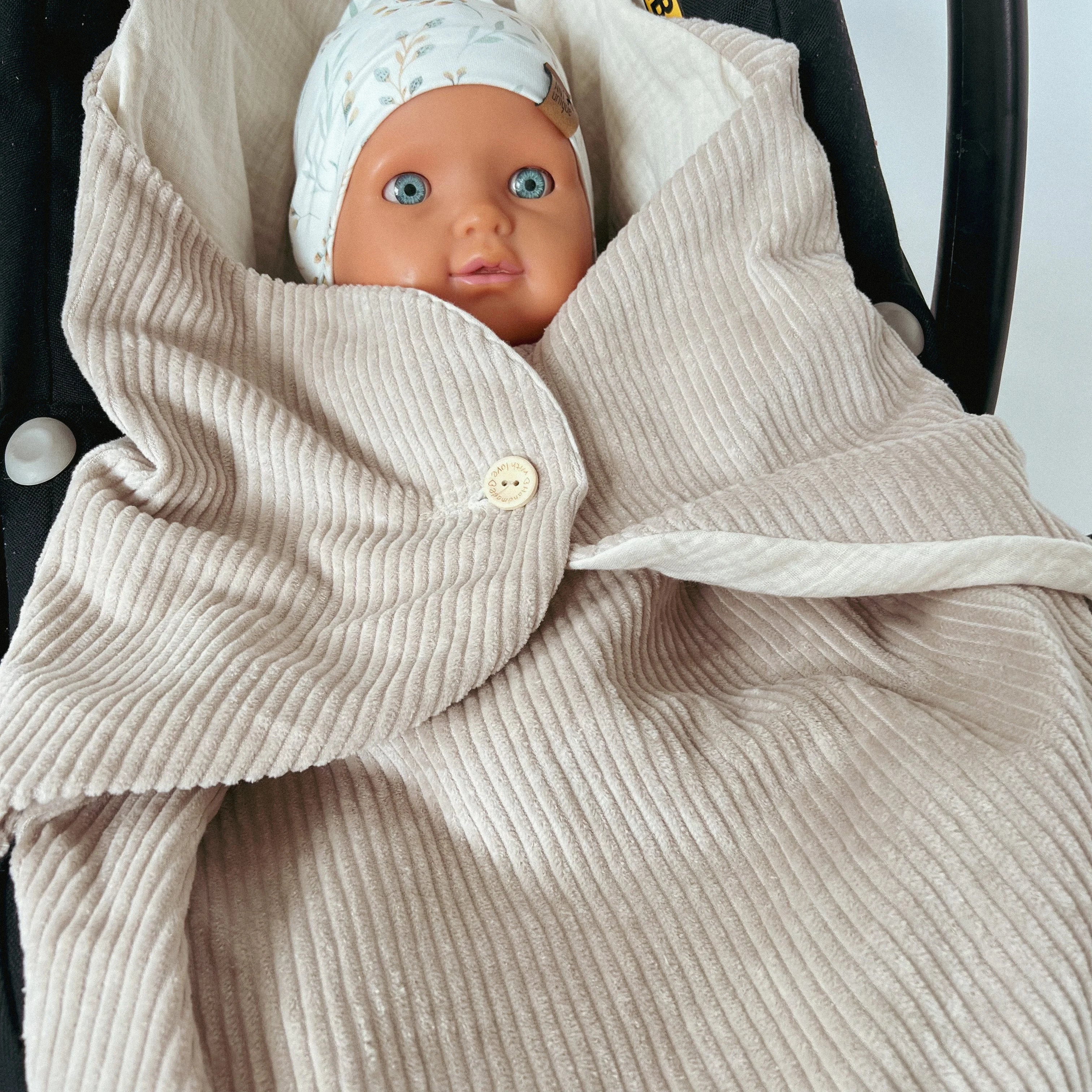 Einschlagdecke Sommer Cord/Musselin beige