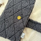 Windeltasche Teddyfell schwarz rauten