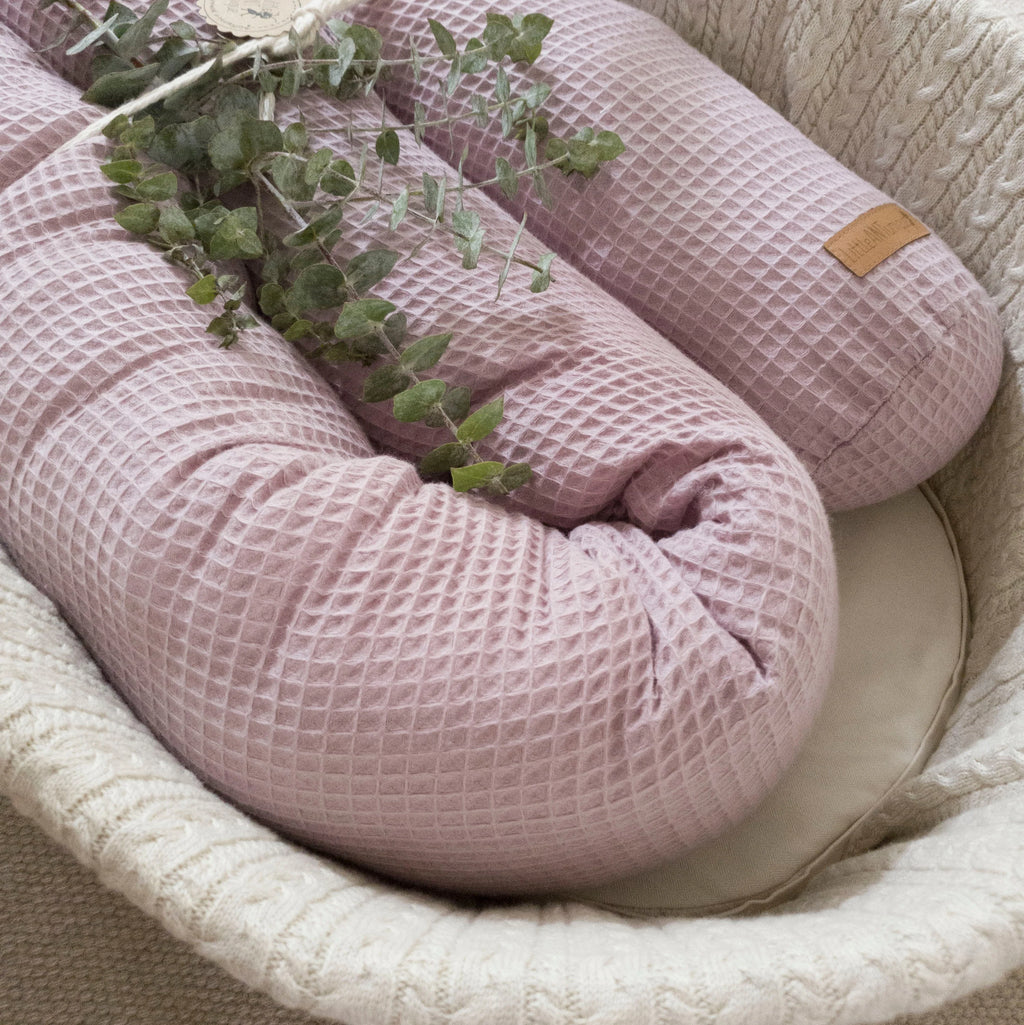 Bettschlange, Wickeltischumrandung Waffelpiqué rosa