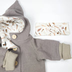 Walkoverall, Winteroverall in taupe/ innen Federn oder leo