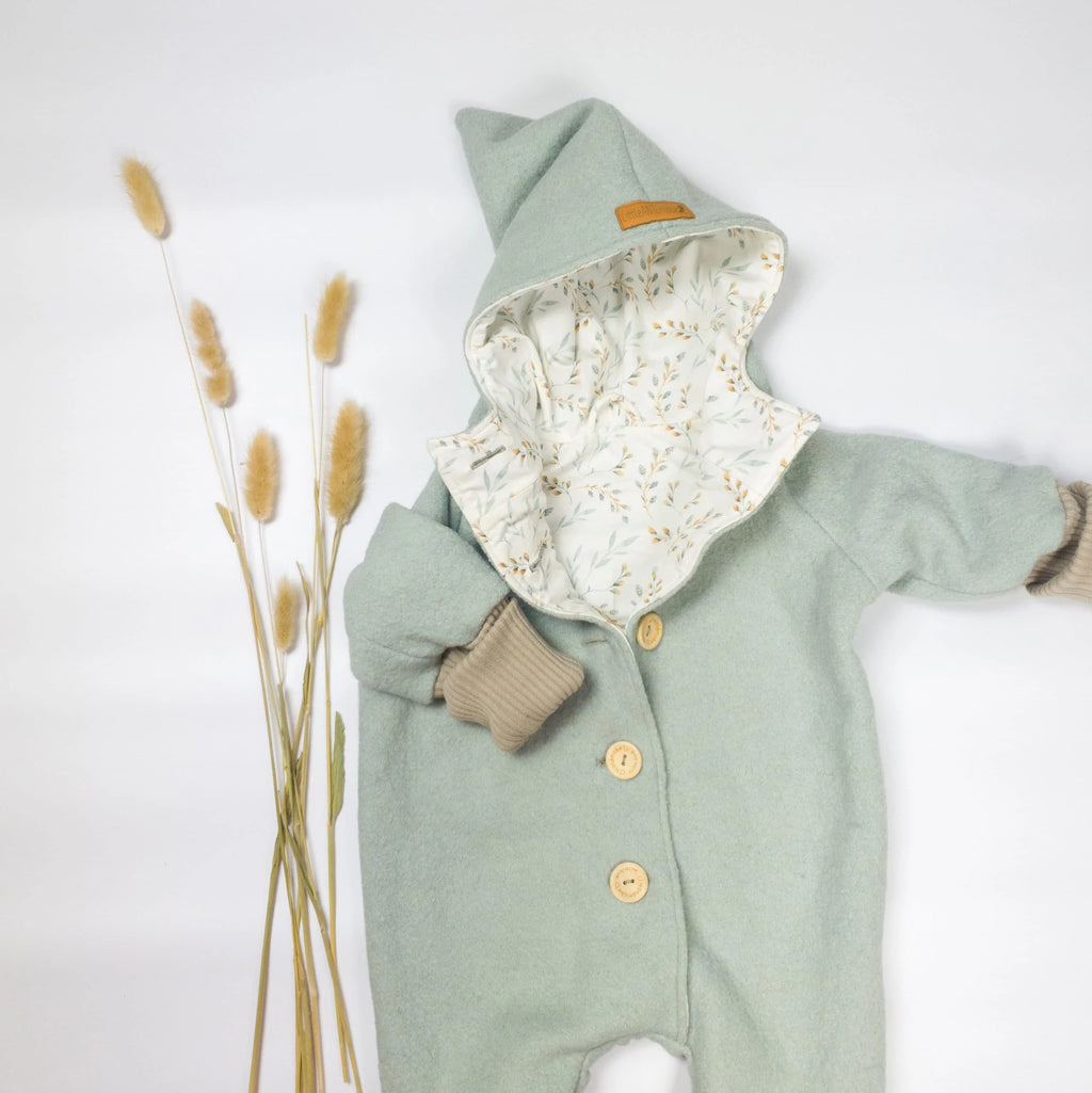 Walkoverall, Winteroverall in mint/ innen Eukalyptus oder Weidenkätzchen