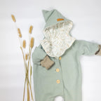 Walkoverall, Winteroverall in mint/ innen Eukalyptus oder Weidenkätzchen