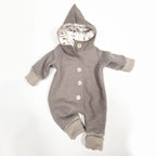 Walkoverall, Winteroverall in taupe/ innen Federn oder leo