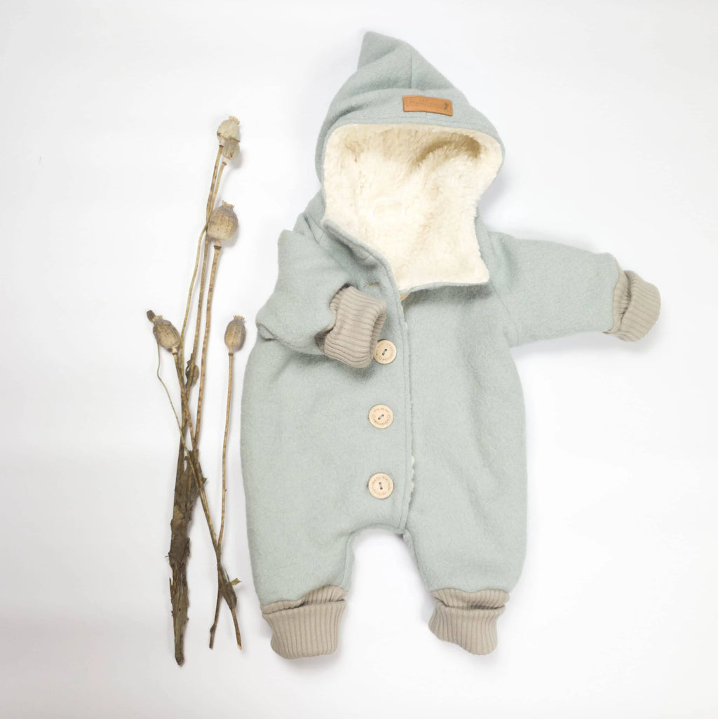 Walkoverall, Winteroverall mint/ innen mit kuscheligem Teddystoff