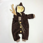 Walkoverall, Winteroverall in braun mit Teddystoff gefüttert