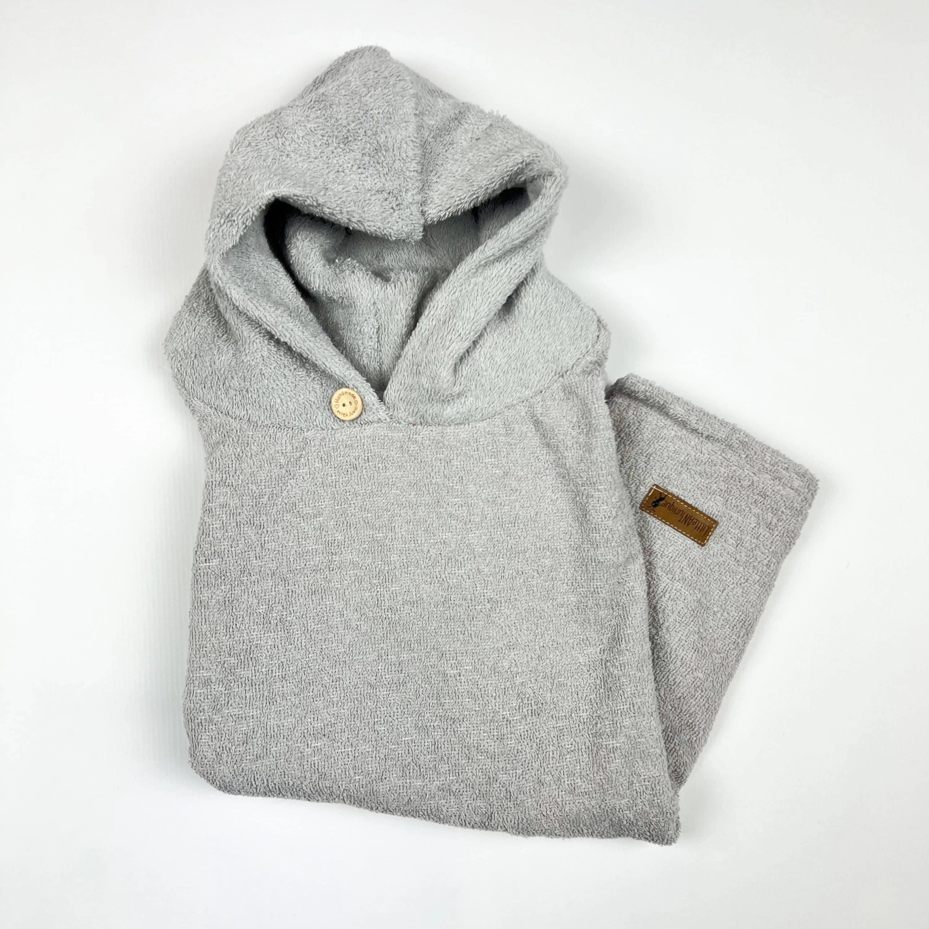 Poncho Badeponcho Frottee hellgrau