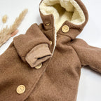 Walkoverall, Winteroverall in camel mit Teddystoff gefüttert