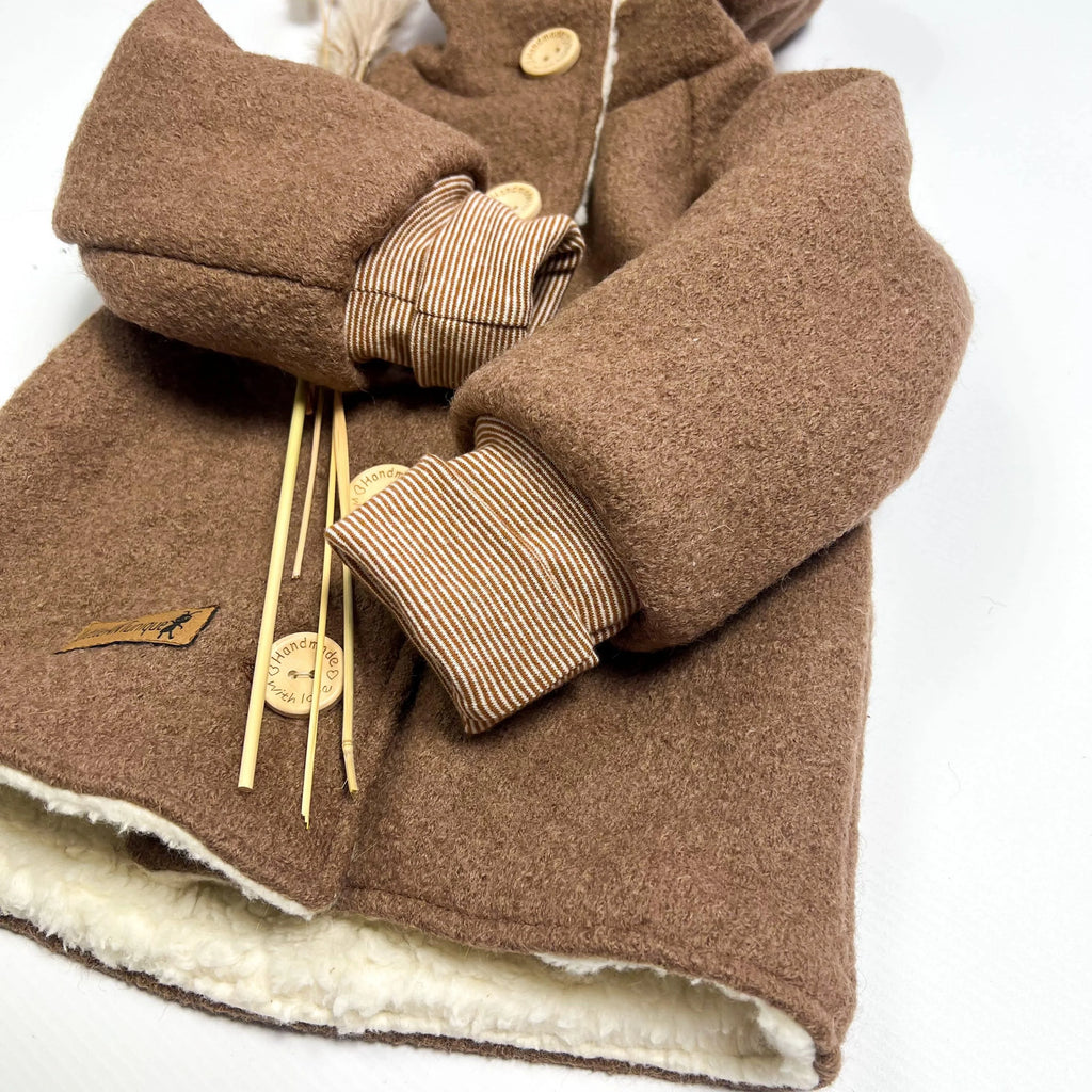 Walkjacke, Wintermantel camel/ innen mit kuscheligem Teddystoff