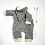 Walkoverall, Winteroverall in grau mit Teddystoff gefüttert