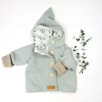 Walkjacke, Wintermantel in mint/ innen Eukalyptus oder Weidenkätzchen