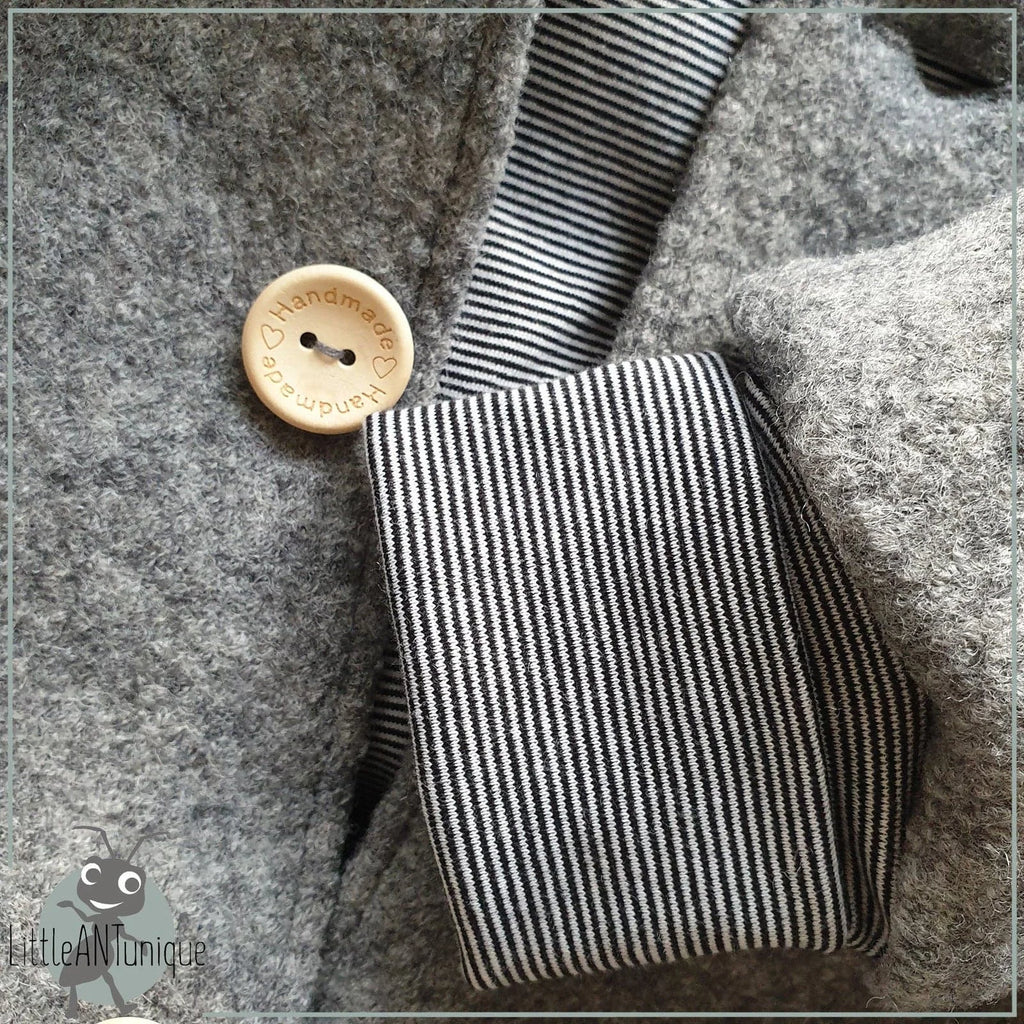 Walkjacke, Wintermantel grau, innen gestreift