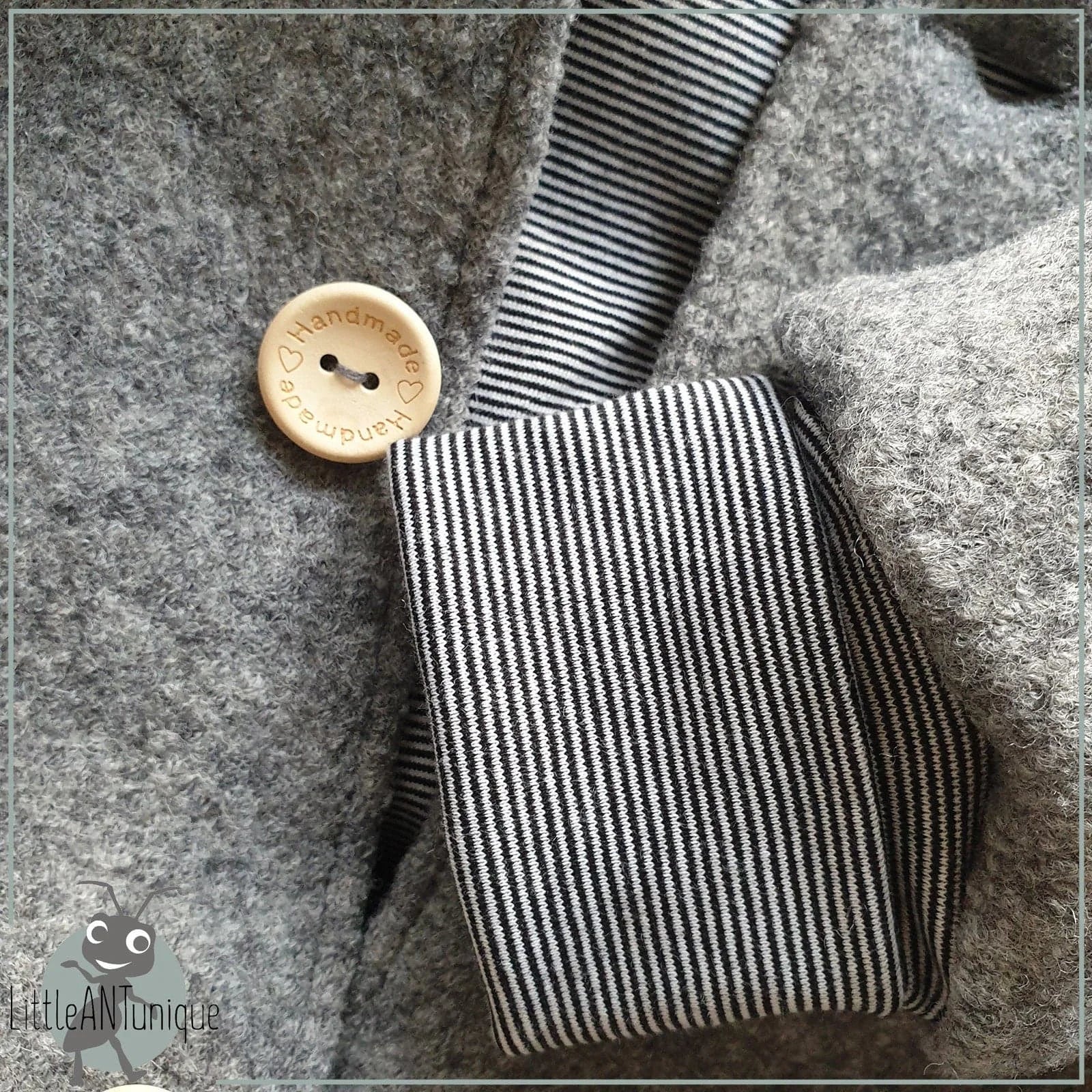 Walkjacke, Wintermantel grau, innen gestreift