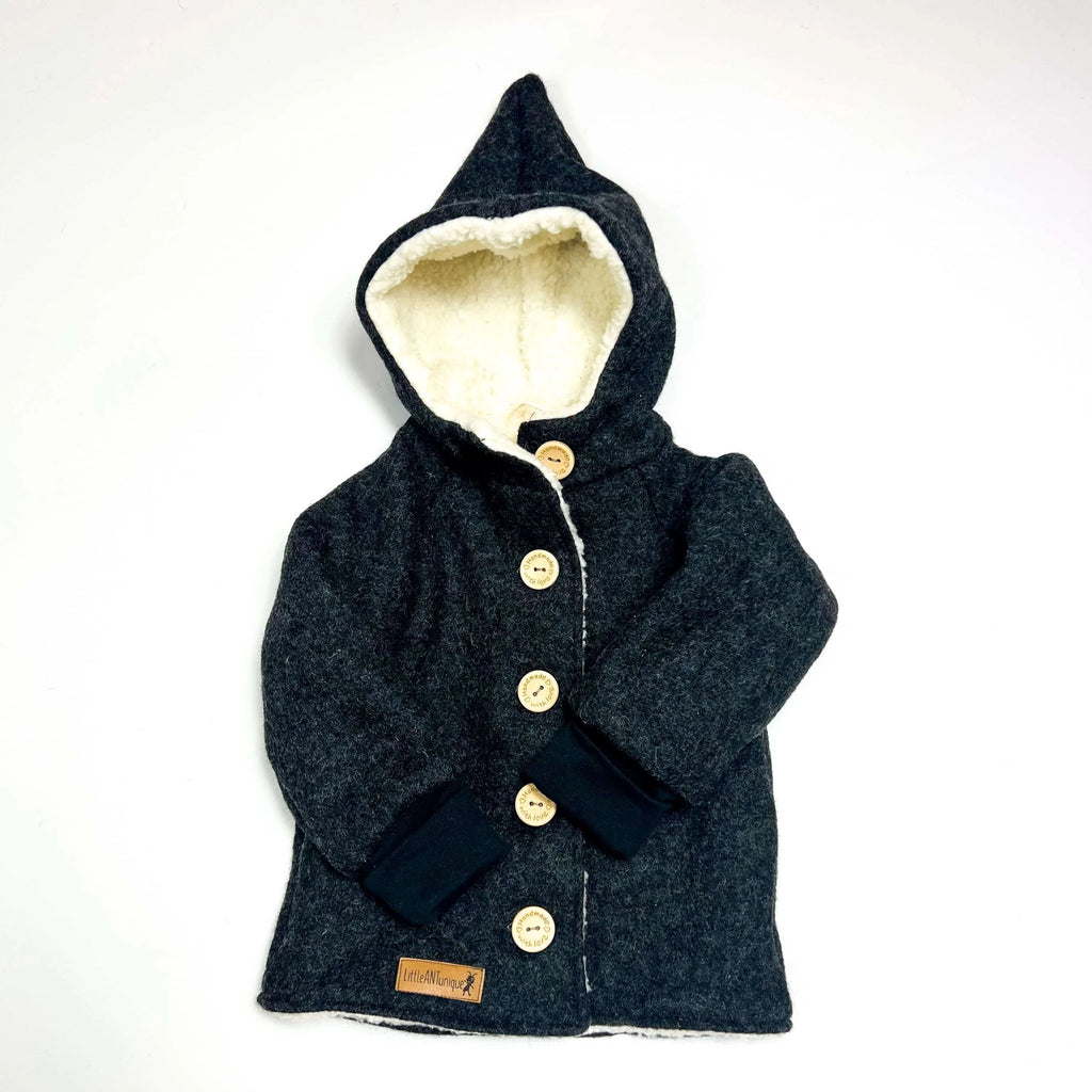 Walkjacke, Wintermantel anthrazit/ innen mit kuscheligem Teddystoff