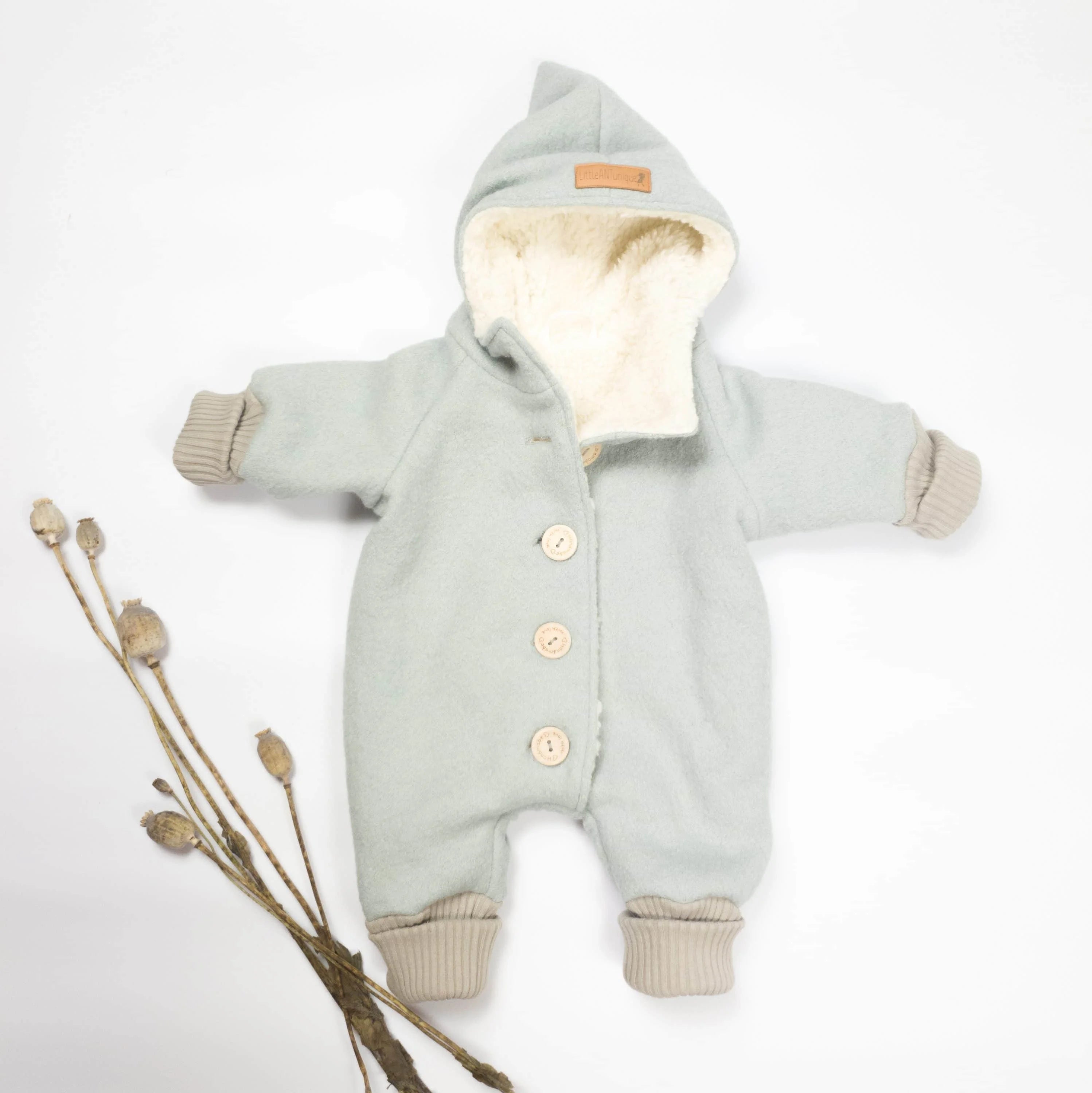 Walkoverall, Winteroverall mint/ innen mit kuscheligem Teddystoff