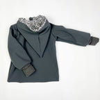 Jacke Softshelljacke Kinderjacke anthrazit und innen leo oder gestreift