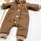 Walkoverall, Winteroverall in camel mit Teddystoff gefüttert